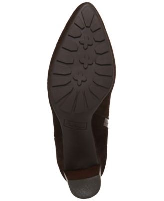 AQUA COLLEGE Womens Brown Back Pull-Tab Katlyn Stacked Heel Suede Chelsea 7.5 M