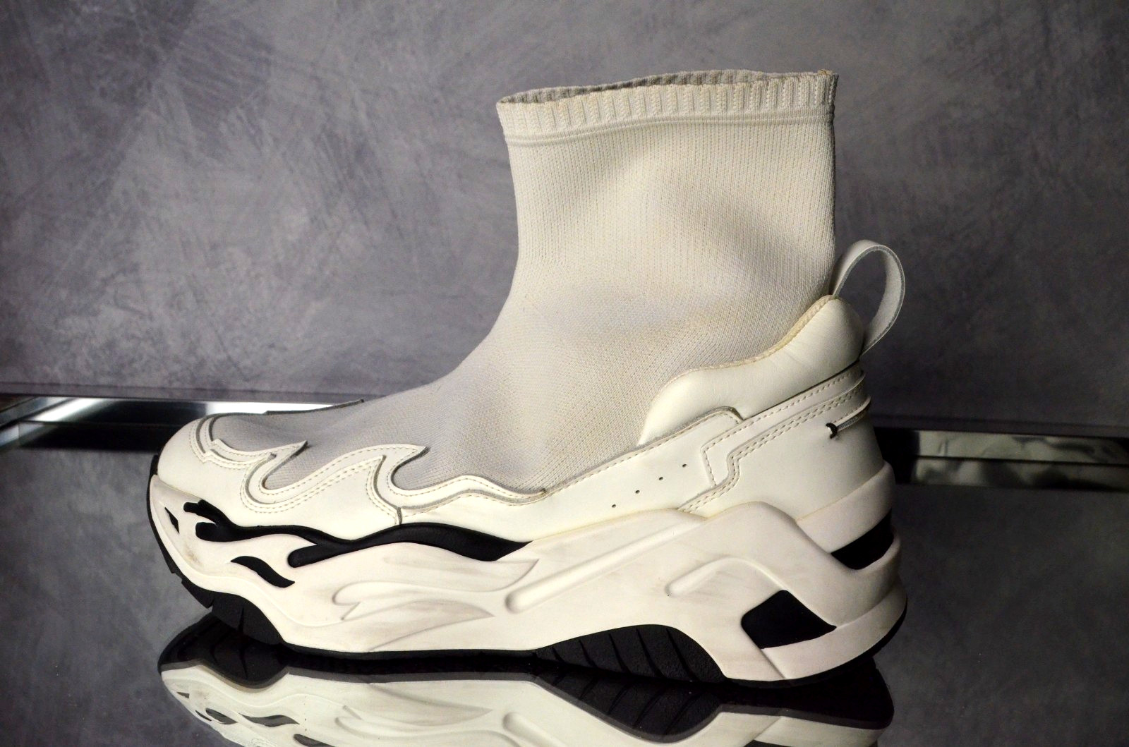 RARE Just Cavalli «Hybrid Knit» Sock Sneakers White/Black Size 12(45EU) Roberto
