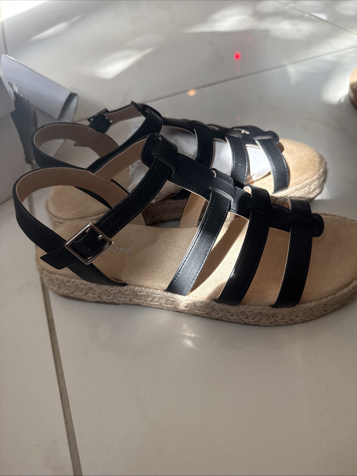 Sun + Stone Womens Rylaan Black Platform Sandals 9.5 Medium (B,M) BHFO 3323