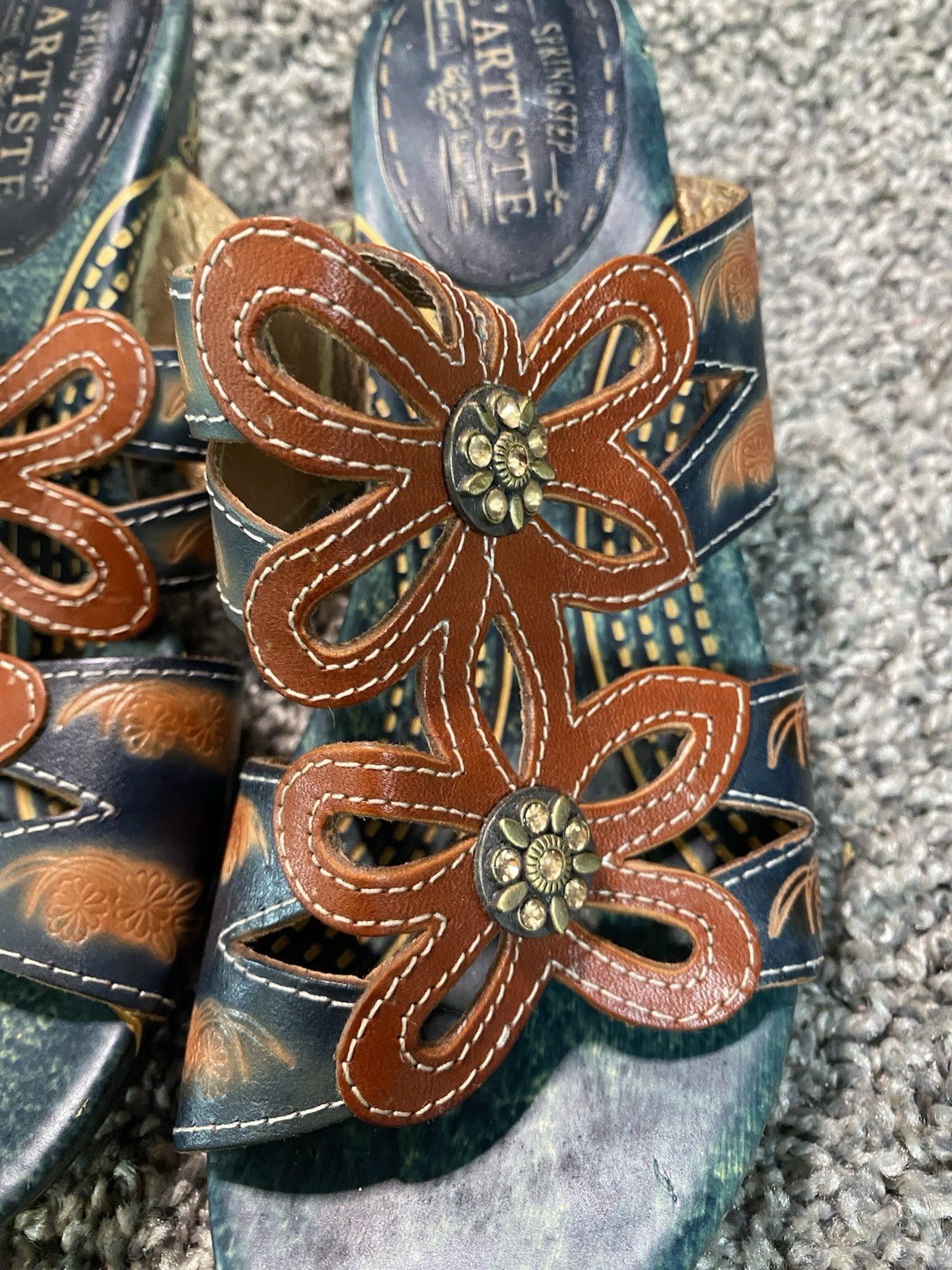 *Vintage* L’Artiste By Spring Step Carlina Leather Slides *Western Core*