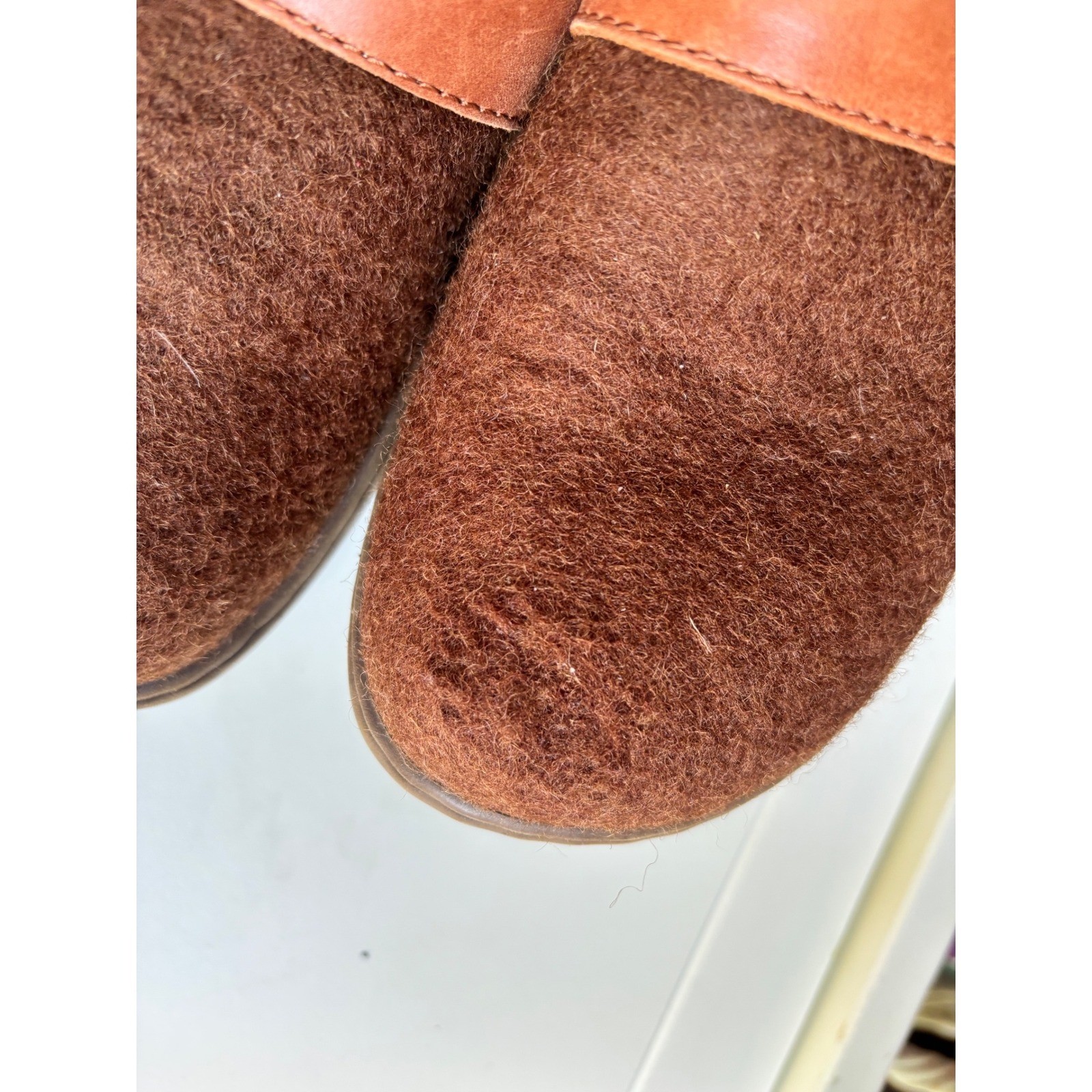 Born Lia Wool Leather Monk Strap Clogs Mules Brown Comfort Shoes 8