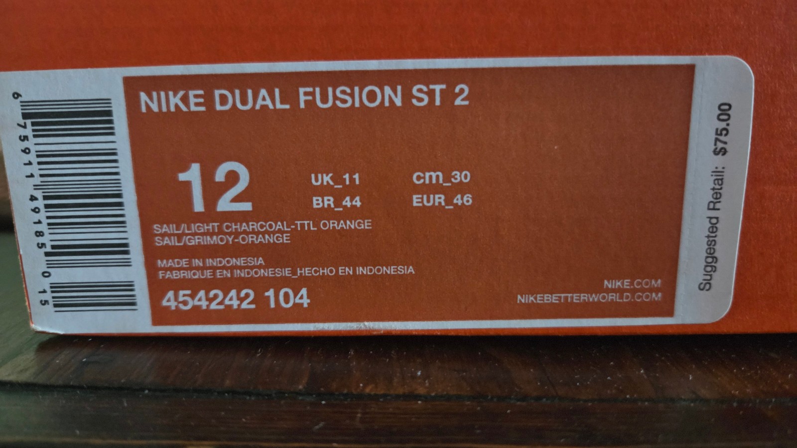 Nike, Dual Fusion ST2 454242 104 Mens size 12 New in Orignl Box (but See Desc)