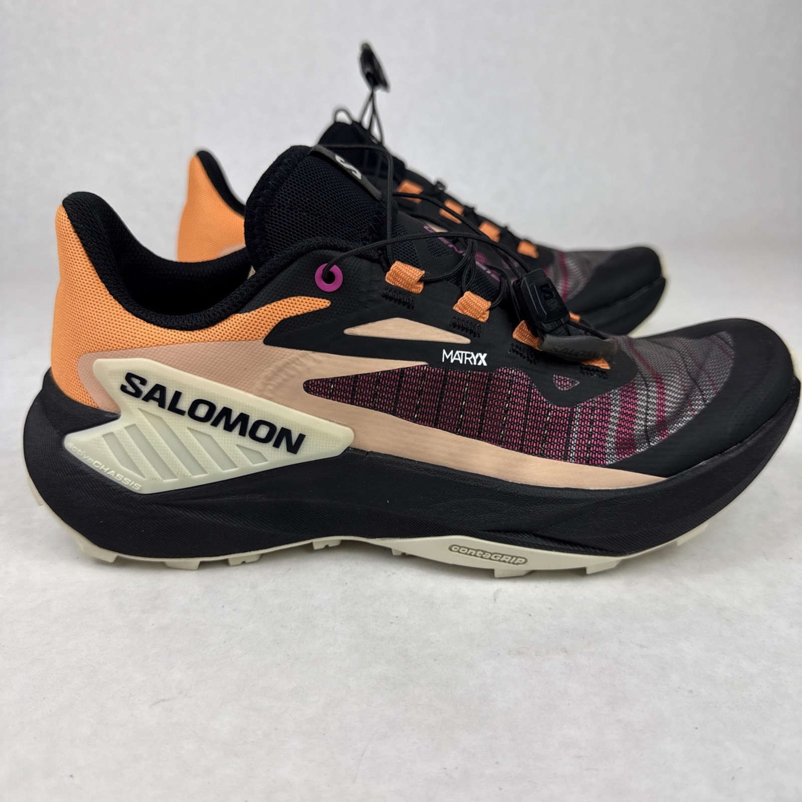 Salomon Trail Running Shoes Women Genesis Size 7 EU 38 2/3 Black Peach Pink NWT