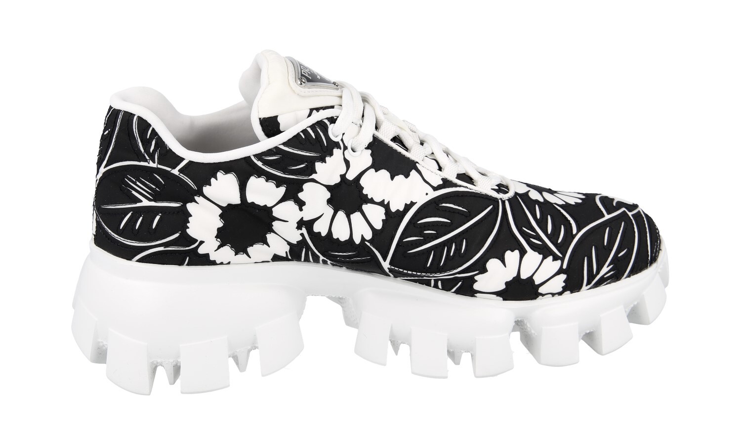 PRADA Flower Cloudburst Thunder Sneakers – 1E863M Black White – US 6.5 EU 36,5