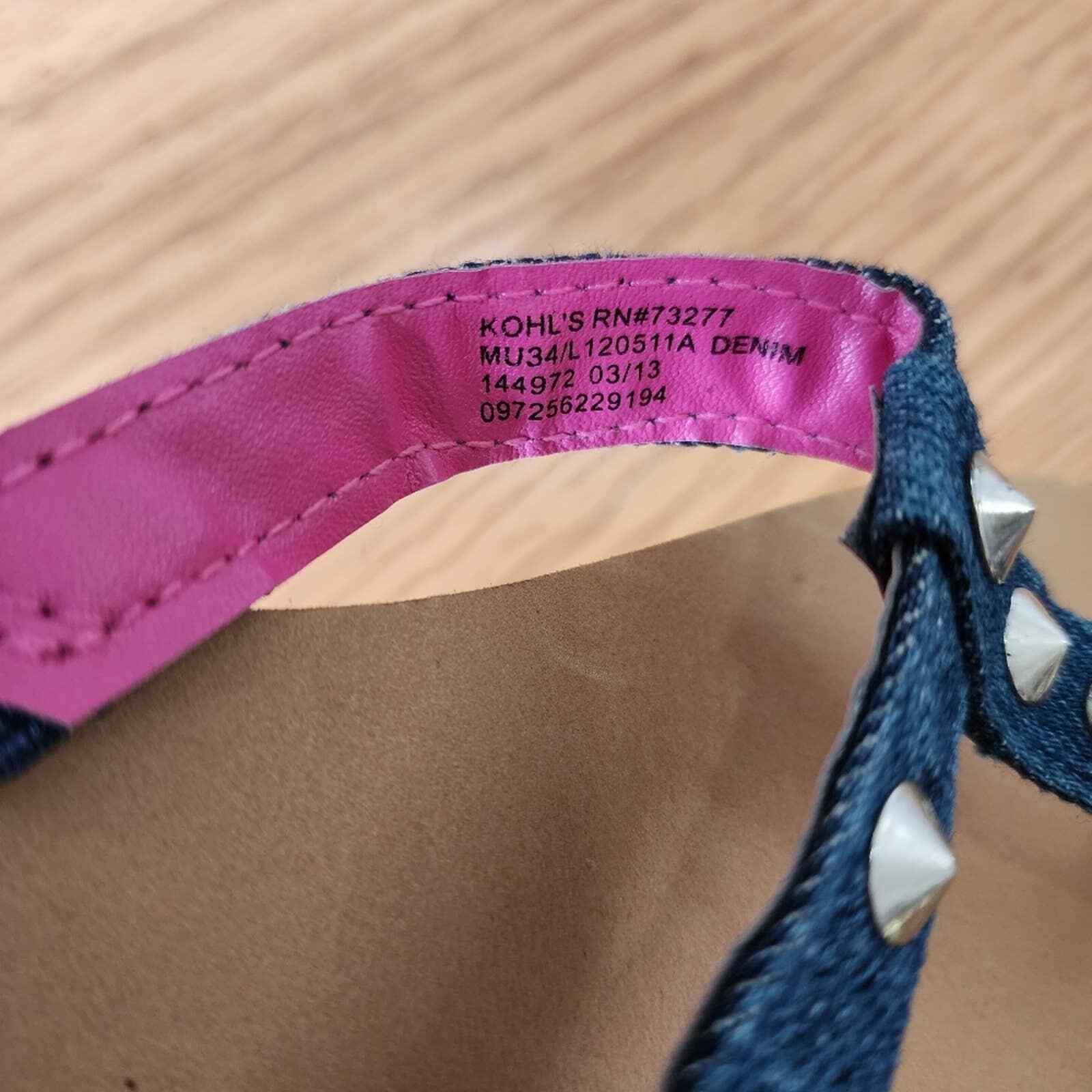 Mudd Denim Studded Thong Sandals Blue Silver and Tan Size Small 5/6