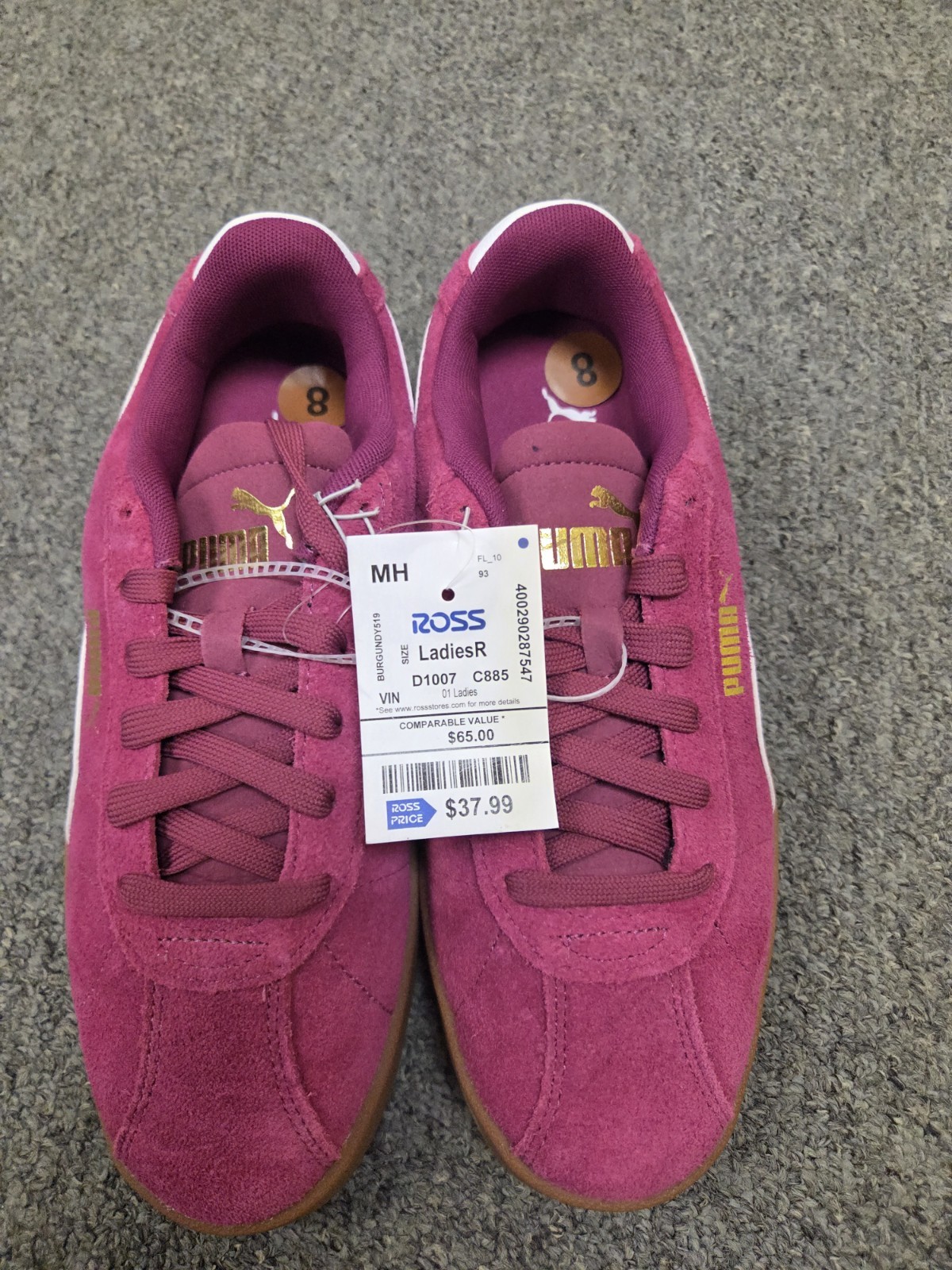 Puma Club II Era Suede Sneakers Womens Size 8 Mens Size 6 Berry White NEW