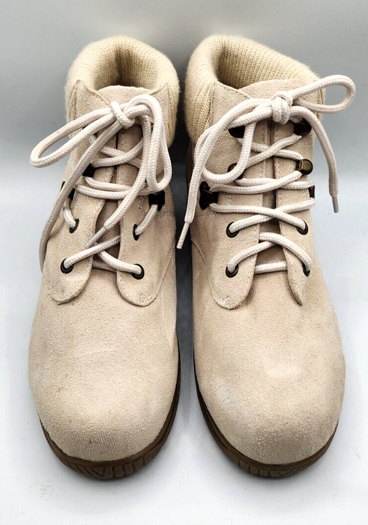 Wanderlust Ankle Boots Boston Winter T10459 Beige Suede Hiking Granolagirl 8.5 W
