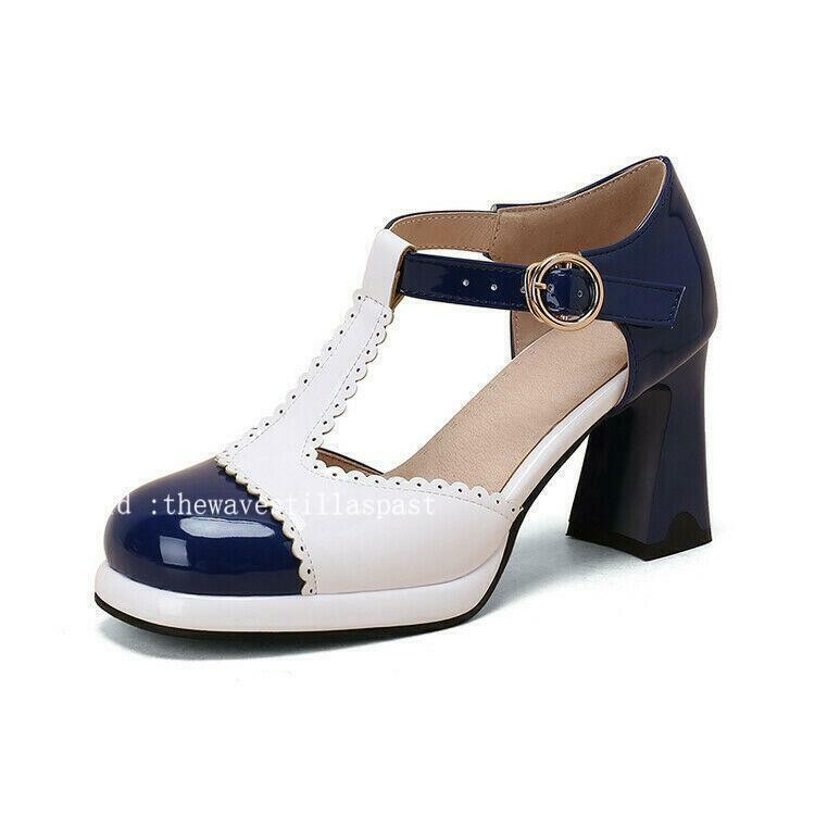 Chic Womens Color Splice Sandals Faux Leather T-strap Casual Dress Party Shoes