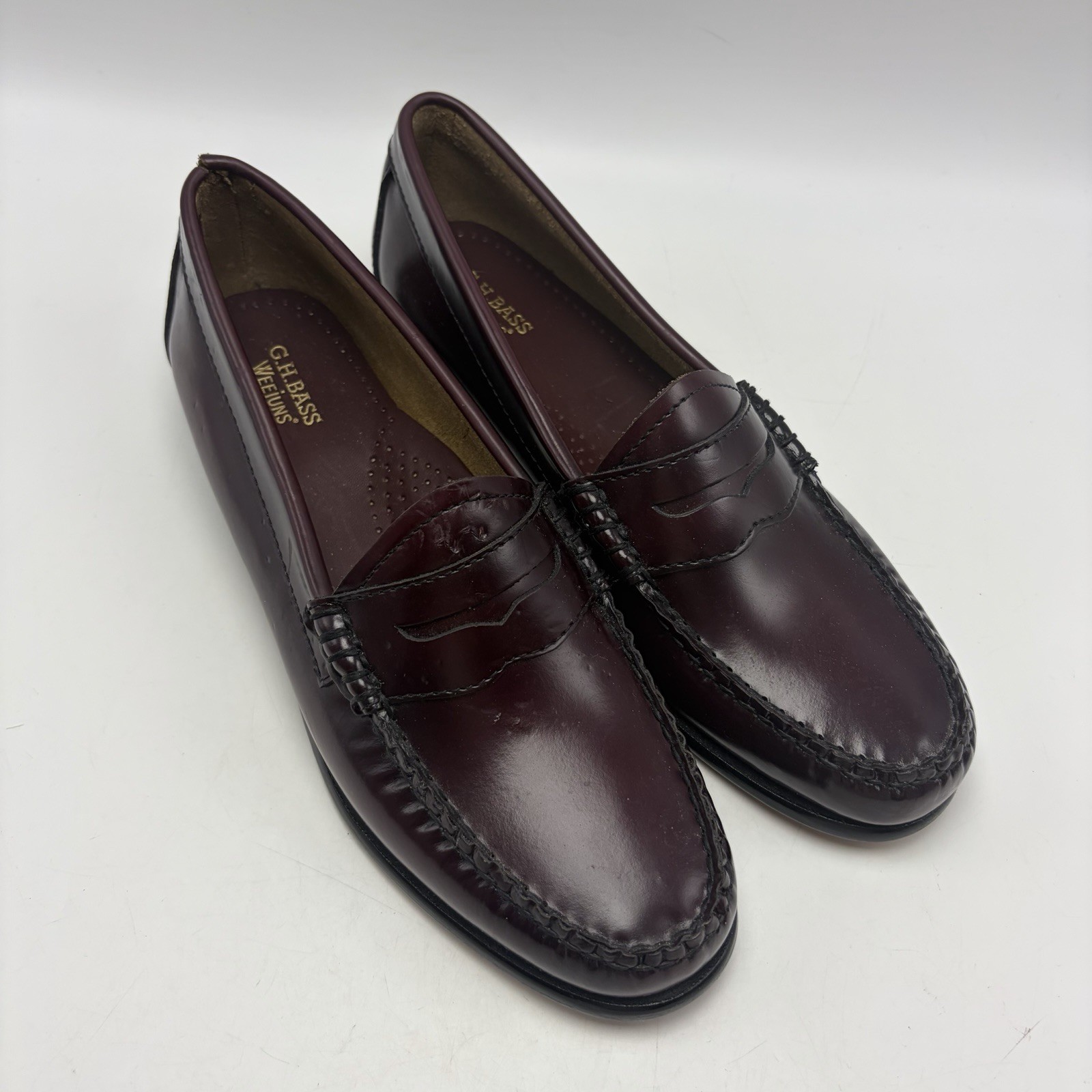 Weejuns GH Bass Whitney Penny Loafers Womens 9 M Burgundy Moc Toe Business READ