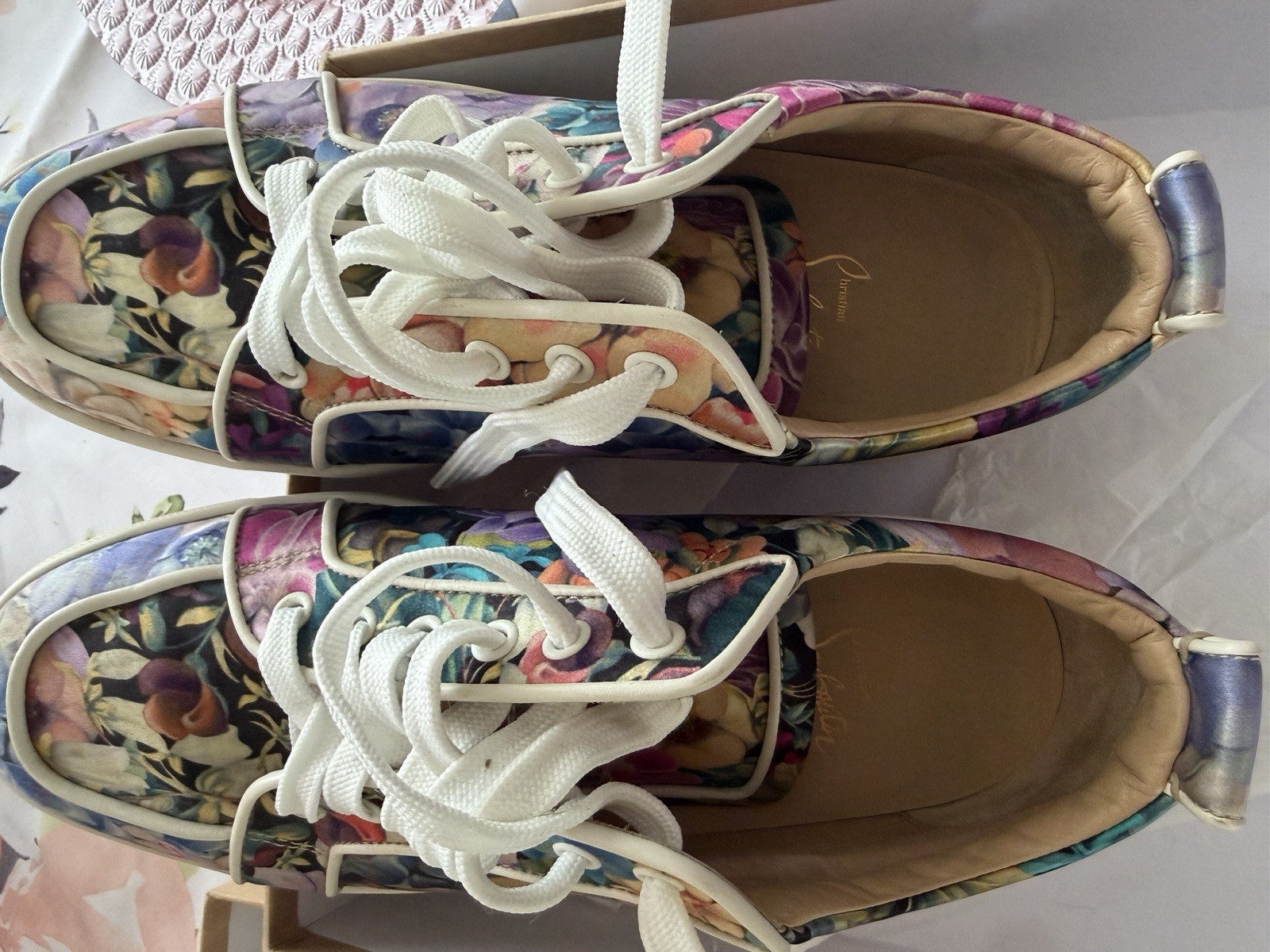 Christian Louboutin So Me Floral Multicolor Low Top Lace-Up Sneakers Women