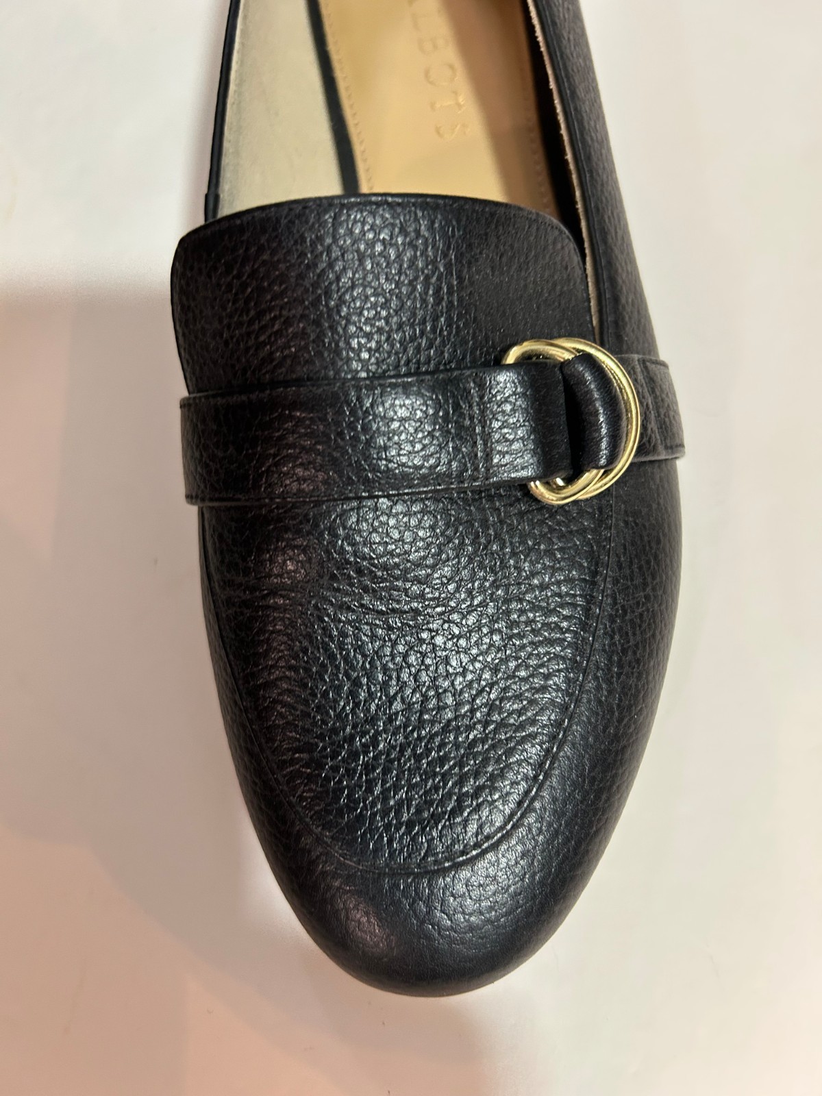Talbots Leather Loafers 7M Ryan Buckle D-Ring Black Career NEW