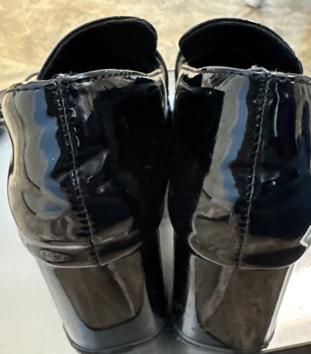 WOMENS LOAFERS BLACK Synthetic LEATHER STYLE European Size 39 (US Size 8.5)