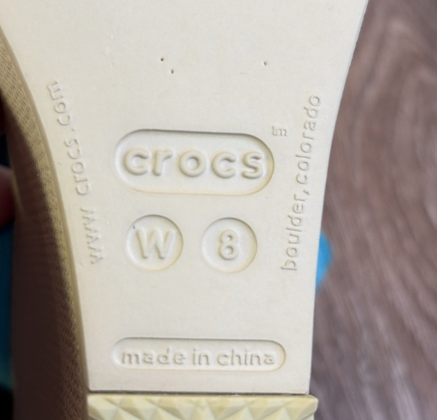 Crocs Leigh II Women’s Ankle Strap Wedge Sandals Turquoise Teal Canvas Leather 8