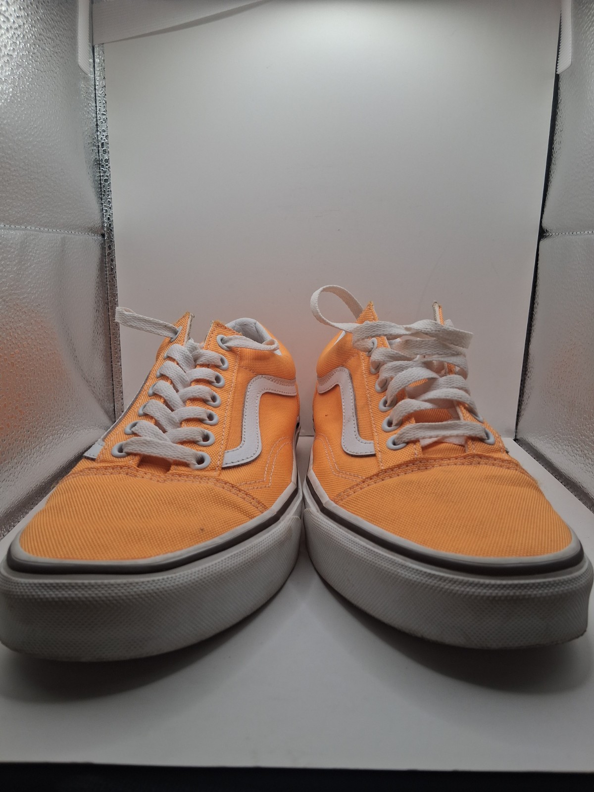 Vans Old Skool Canvas Orange White Low Top Sneakers Shoes Women 8.5 Men 7