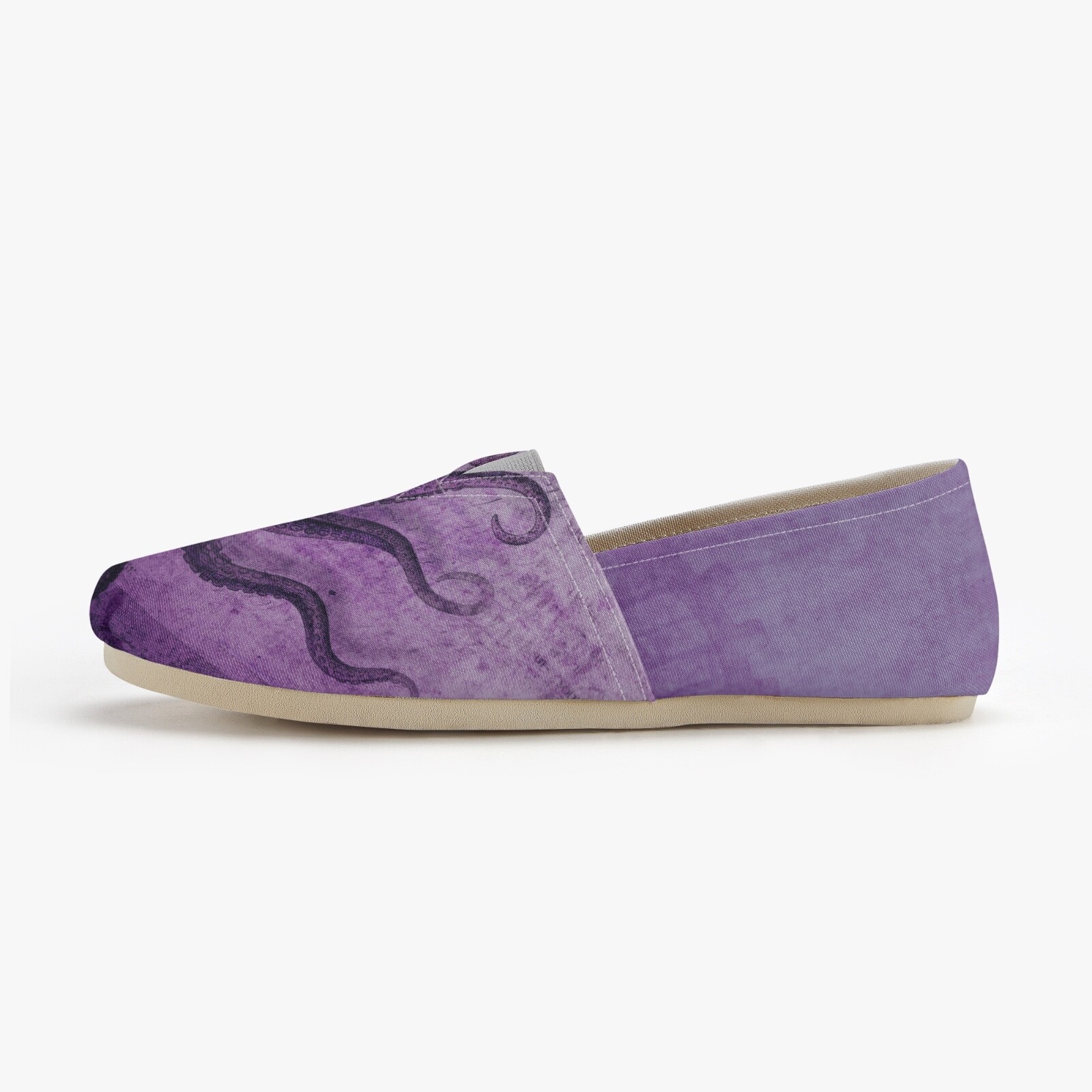 Purple Octopus Slip On Canvas Shoes Nautical Ocean Squid Art Casual Flats