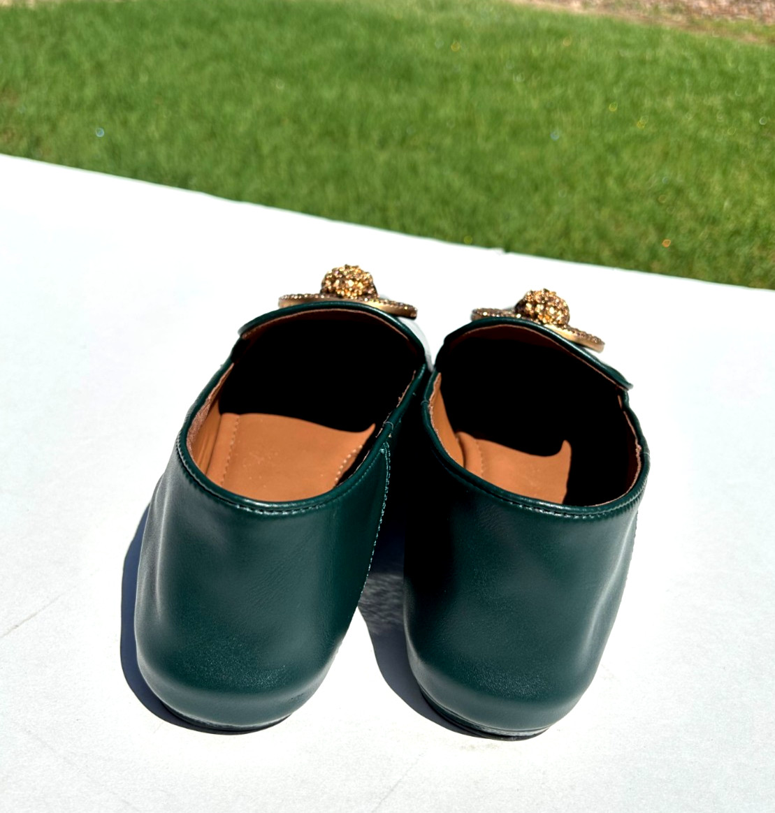 Kurt Geiger London Chelsea Point Flats 10 EU 41 Green Snake Leather w/Eagle NEW