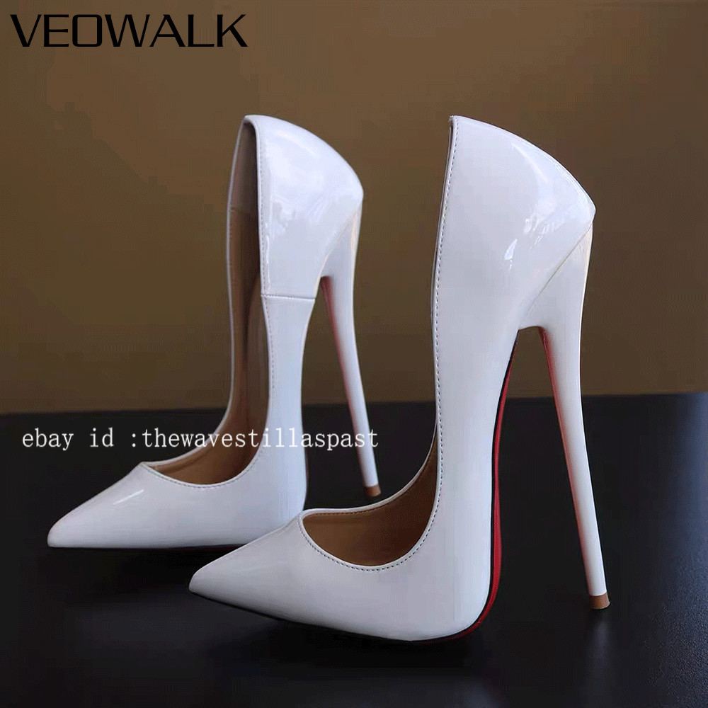 16CM Extreme High Heels Black Patent Pointed Toe Pump Unisex Womens Mens 36-46