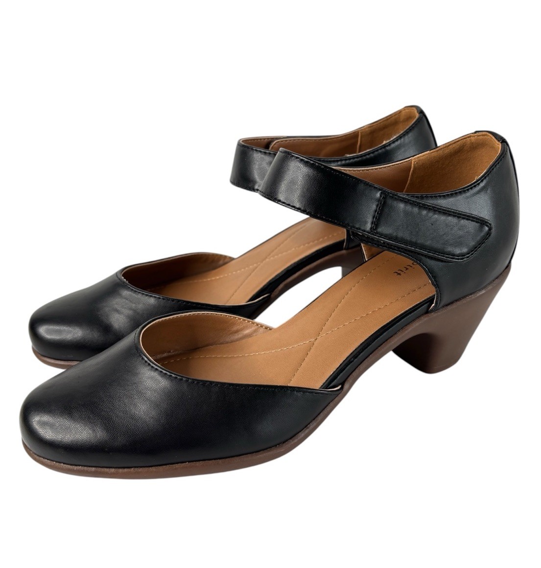 Easy Spirit Clarice Mary Jane Pump Hook Loop Ankle Strap Size 9.5 Black Leather