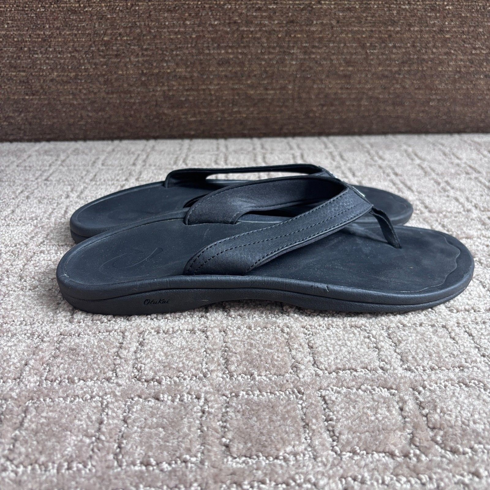 Olukai Ohana Flip Flop Sandals Women’s 10 Black Casual Travel Vacation Comfort