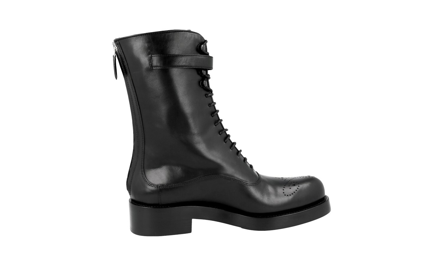 HIGH END PRADA PLATEAU BROGUE HALF-BOOTS 1U053G BLACK NEW US 6.5 EU 36,5 37