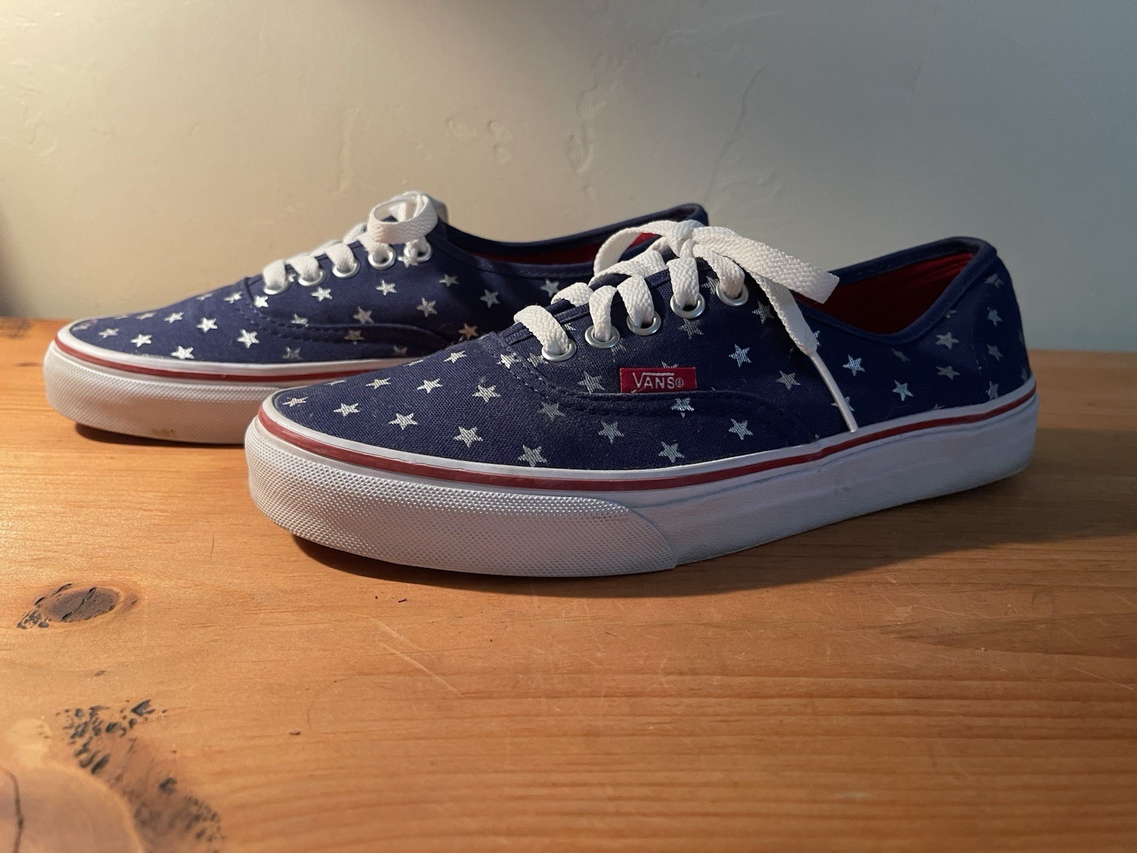 Vans Deck Shoes Women 8.5 Men 7 Blue Silver Stars EU 39 PATRIOTIC July 4 250th