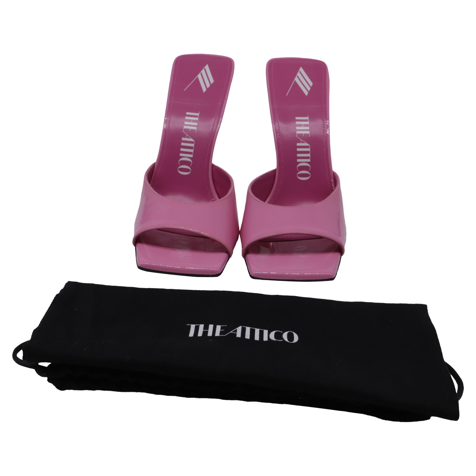 The Attico Anais Slide Sandals In Pink Patent Leather Women Pink Size 38