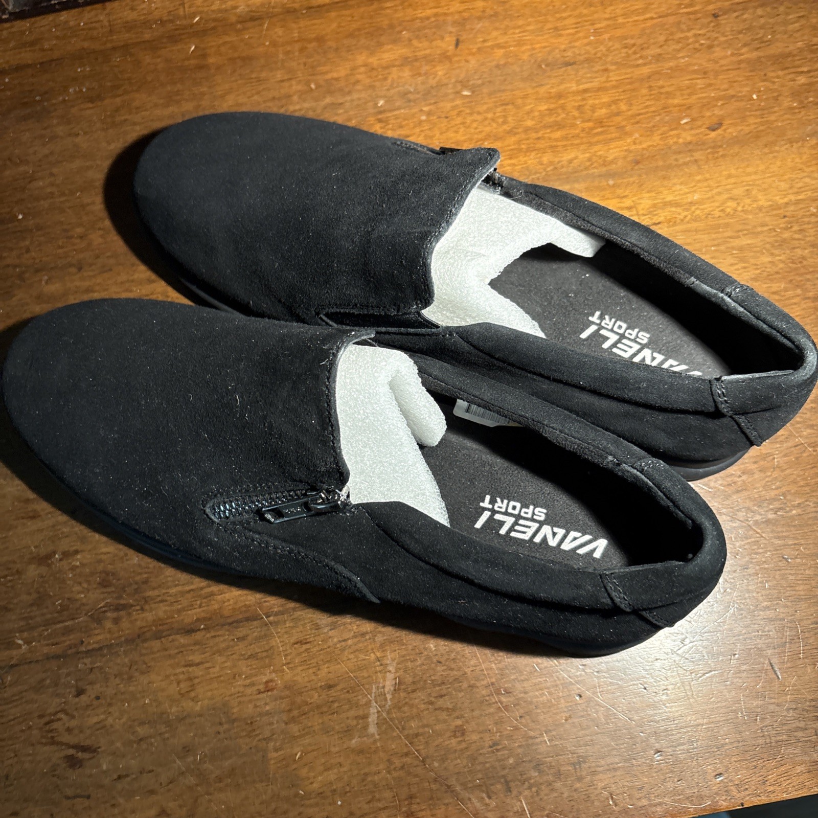 Vaneli Suede Slip-On Shoes Womens Size 9 Medium Black Lenore Comfort Zip Sport