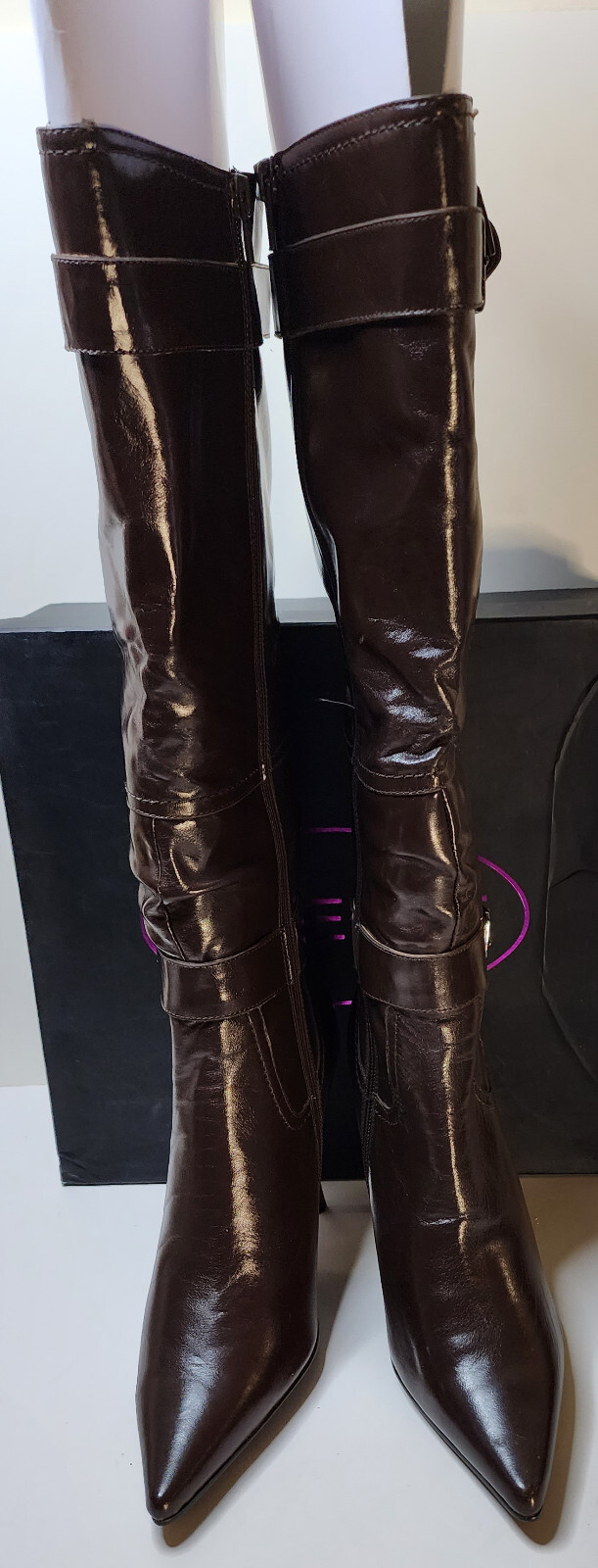 Firenze Women’s Leather Brown Knee-Height Boots Euro Size 36 US 5 3/4 with Box