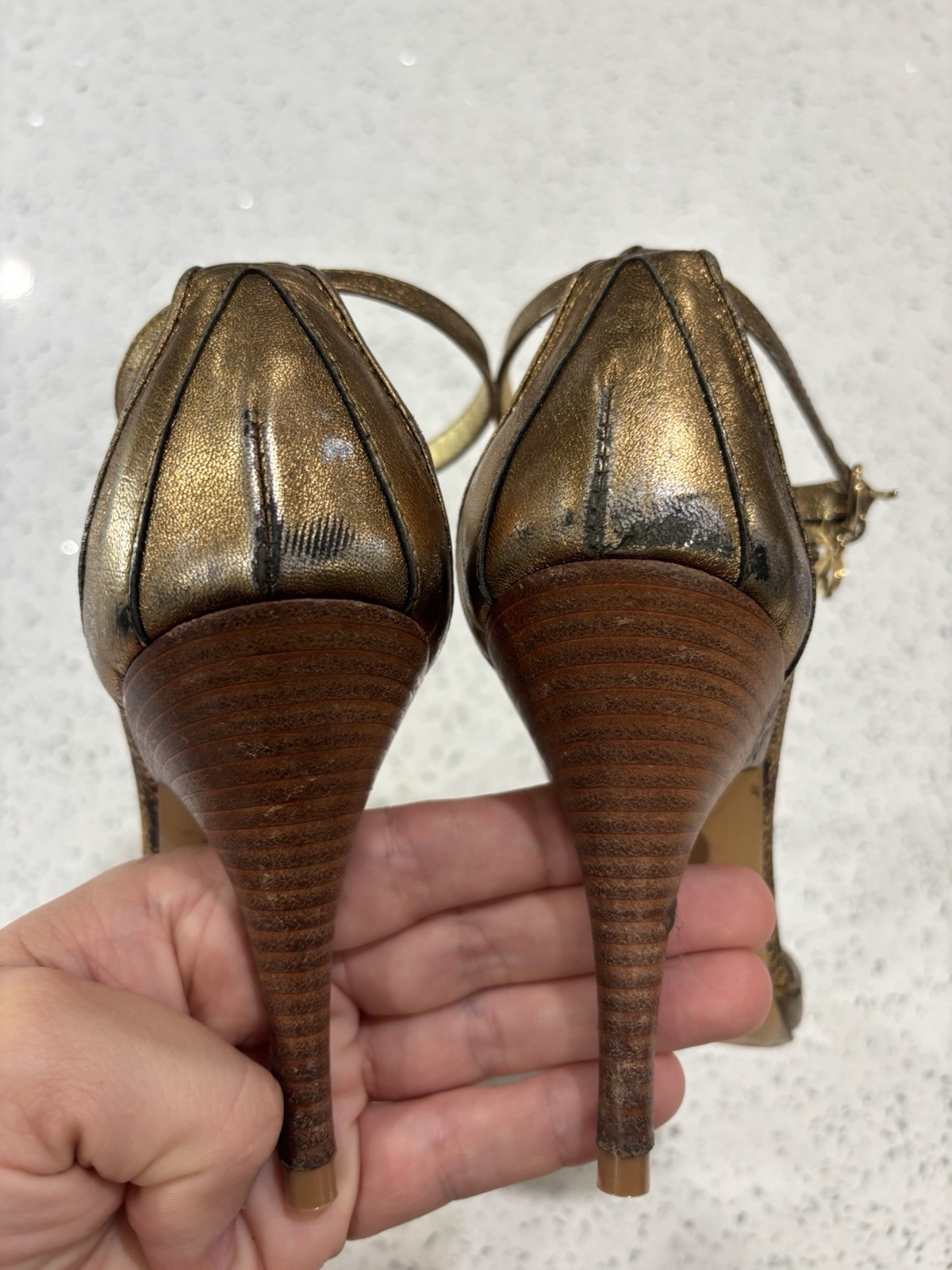 Roberto Cavalli-JustCavalli- Gold Leather Sandals- Size 37 1/2