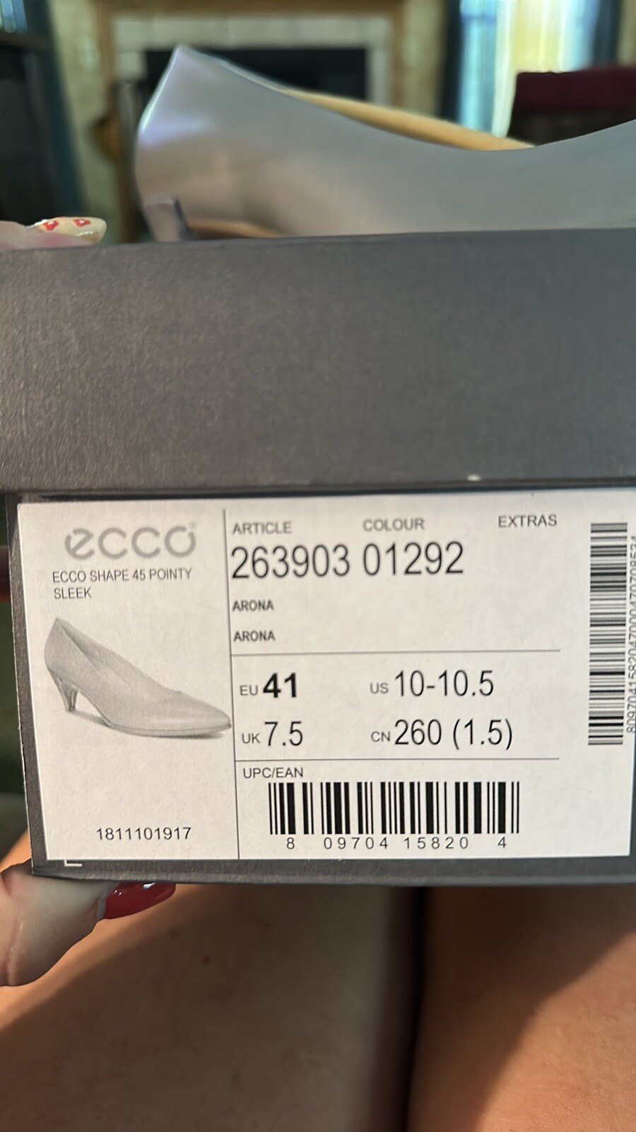 Ecco Women’s Shape 45 Sleek Pointy Pump Arona Blue Leather US 10-10.5 EU 41