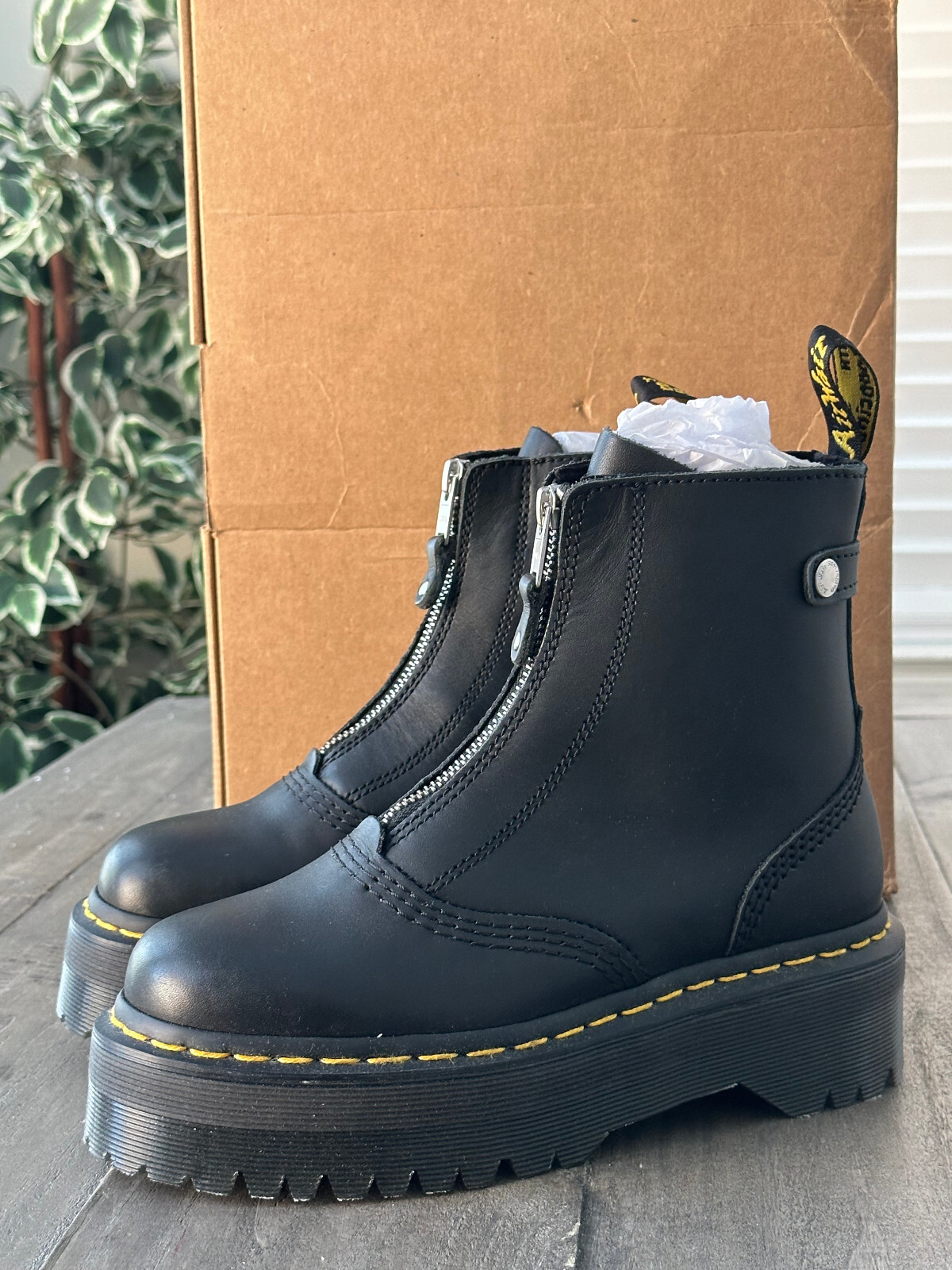 Dr Martens Jetta Zip Platform Leather Black Boots For Women’s Size US 6