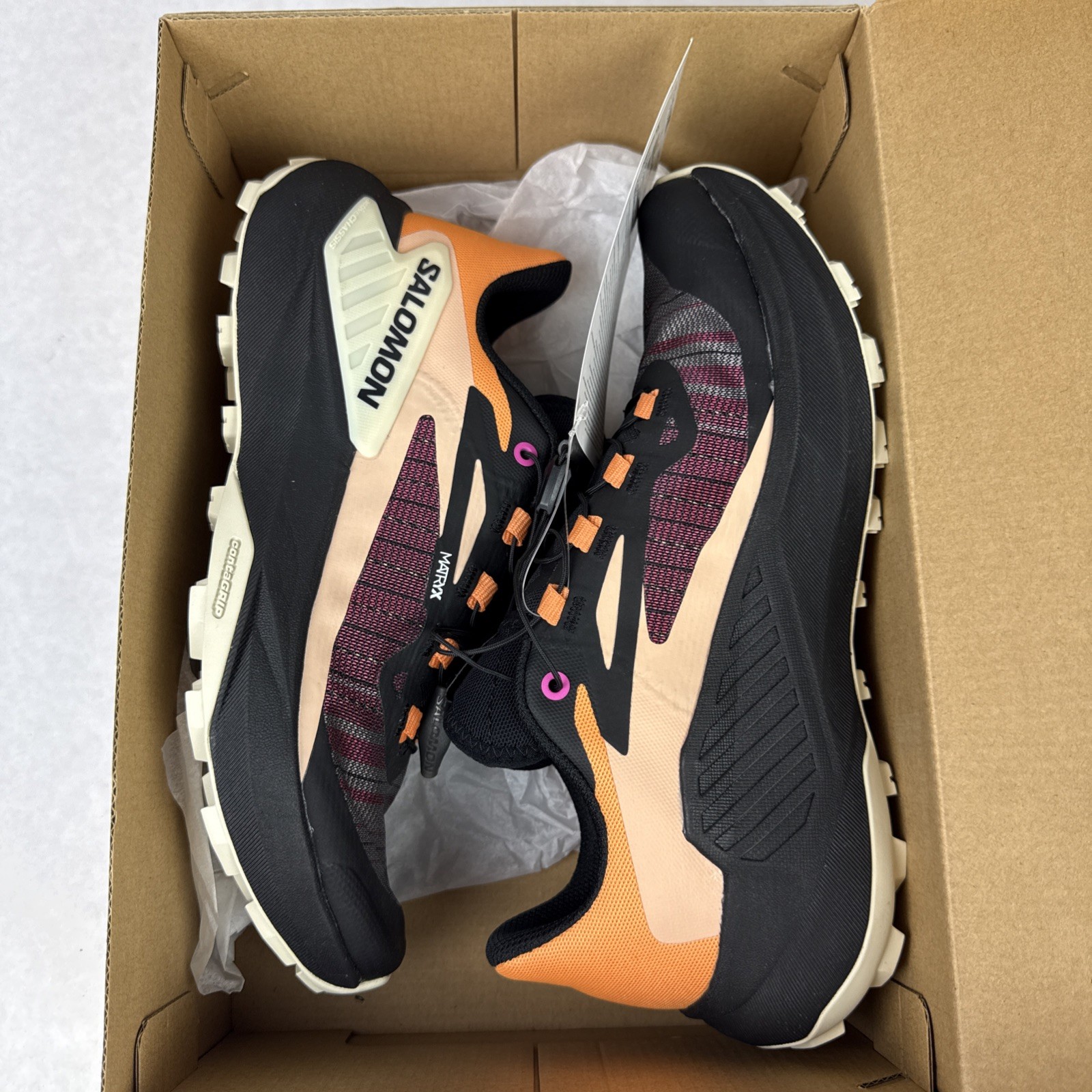 Salomon Trail Running Shoes Women Genesis Size 7 EU 38 2/3 Black Peach Pink NWT