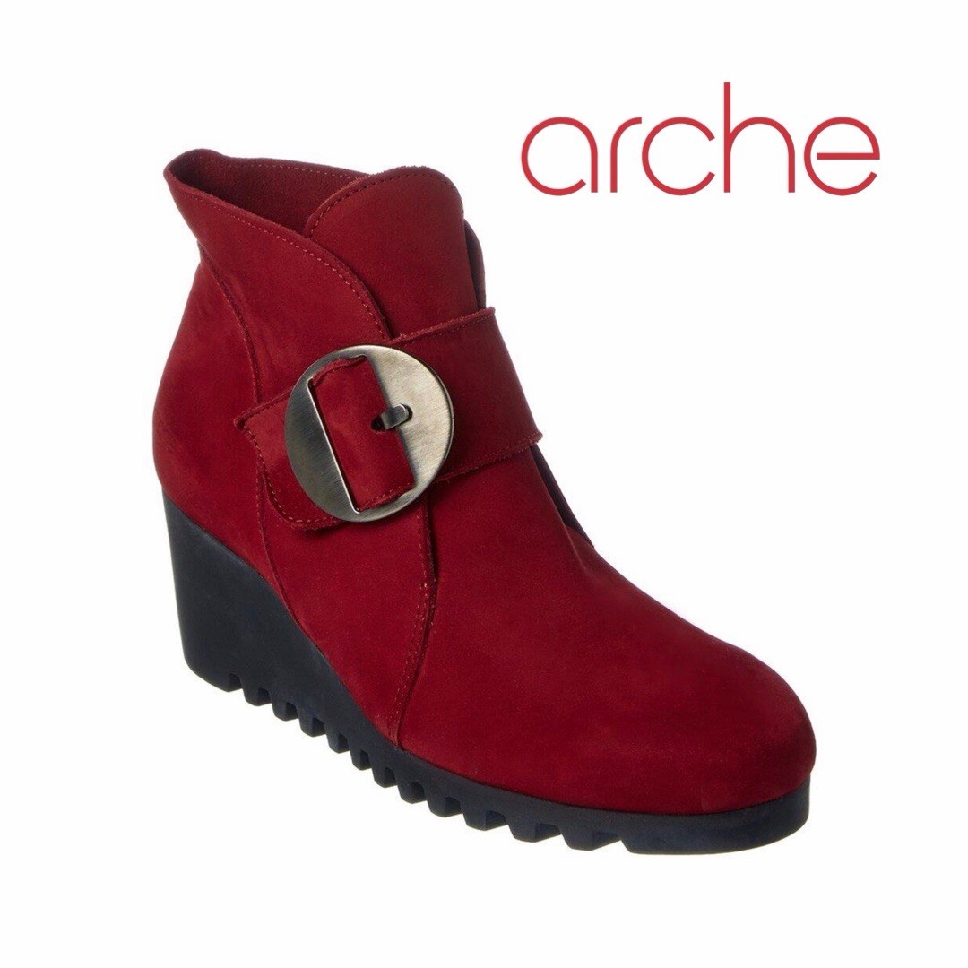 Arche Larrie Women’s Red Leather Wedge Ankle Boots