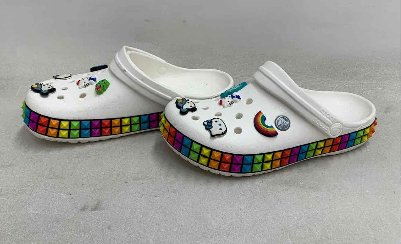 Crocs Classic Clog Hello Kitty Rainbow Studded White Clogs Women’s 7 Men’s 5