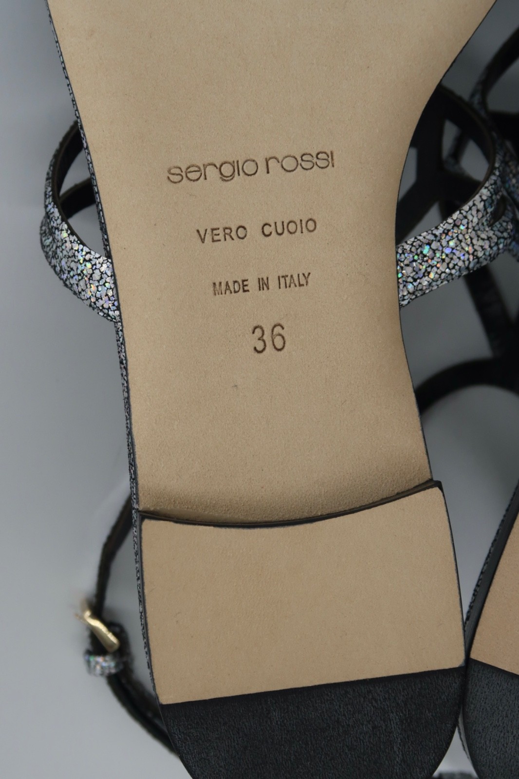$650 SERGIO ROSSI Scarpe Donna Glitter Flat Women’s Sandal US 6 IT 36 Italy NEW