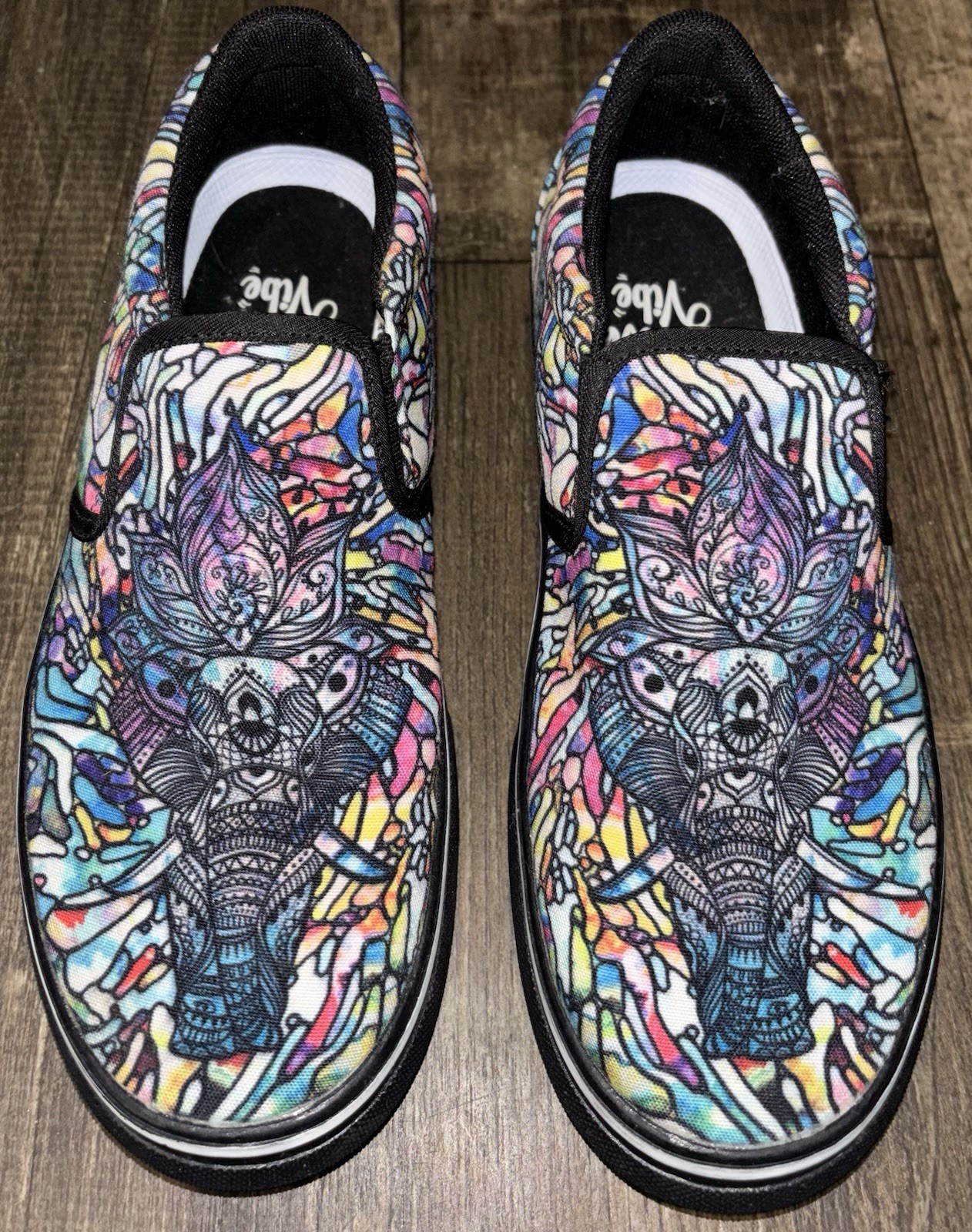 Yes We Vibe Stained Glass Zen Elephant God Slip-On Shoes M6 W8
