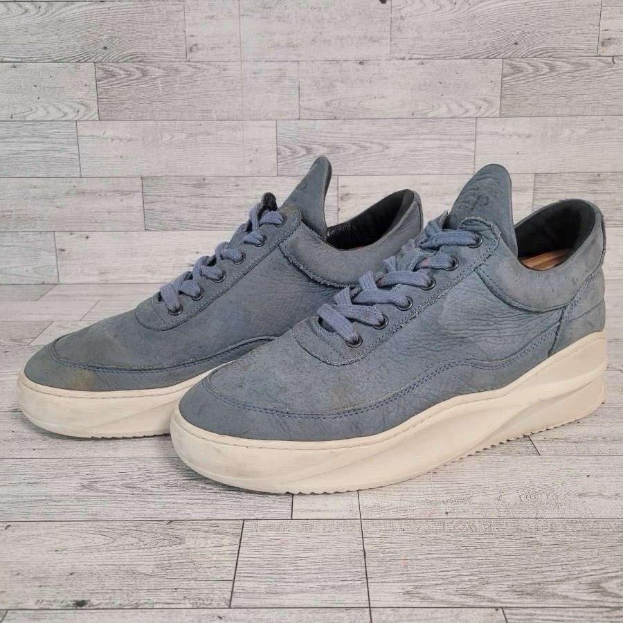 Women’s Filling Pieces Handmade Blue Leather Low Top Sneakers Shoes Size 40