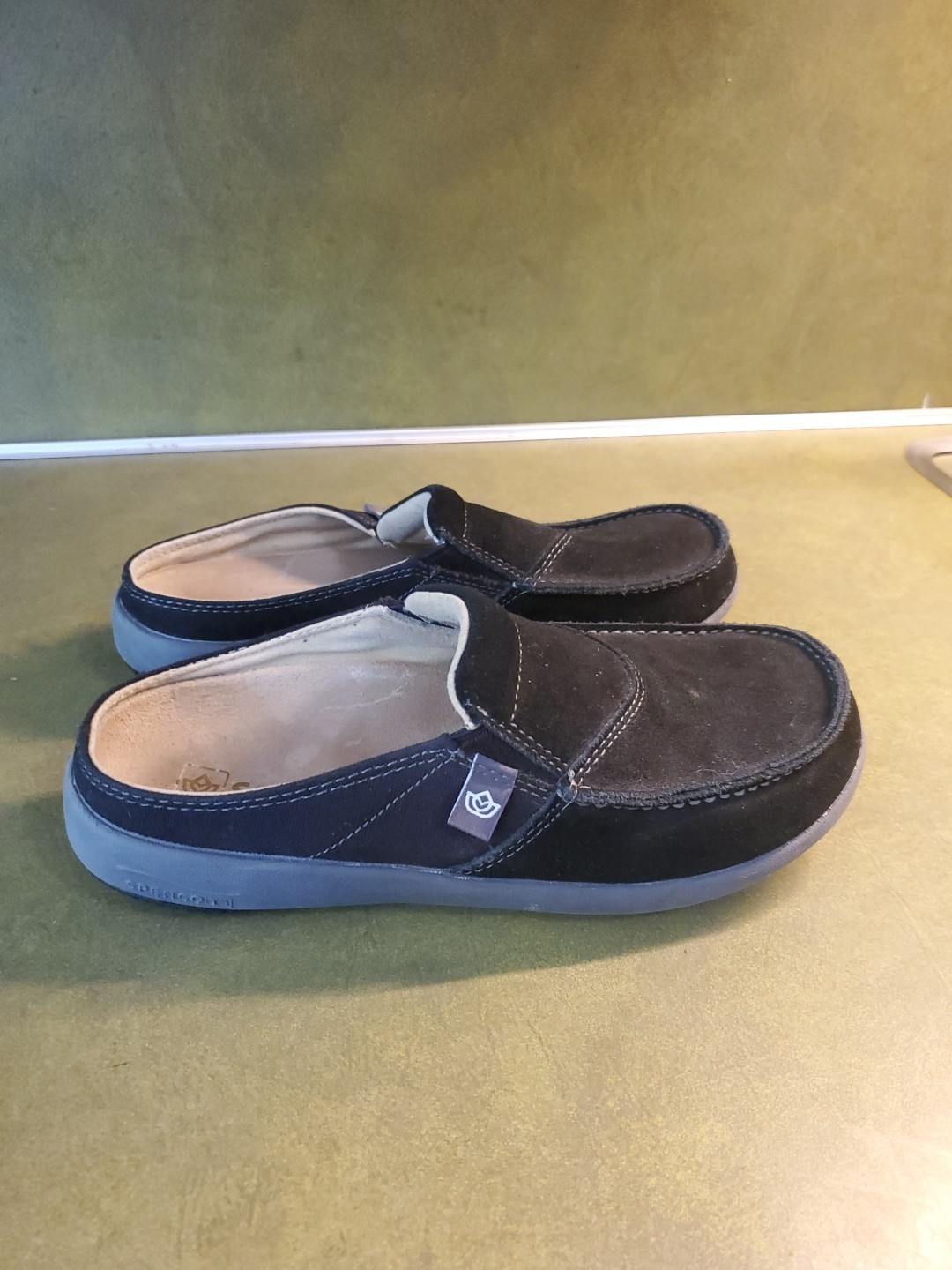 Spenco Siesta Slides for Women Size 7.5 B Black Suede Mules