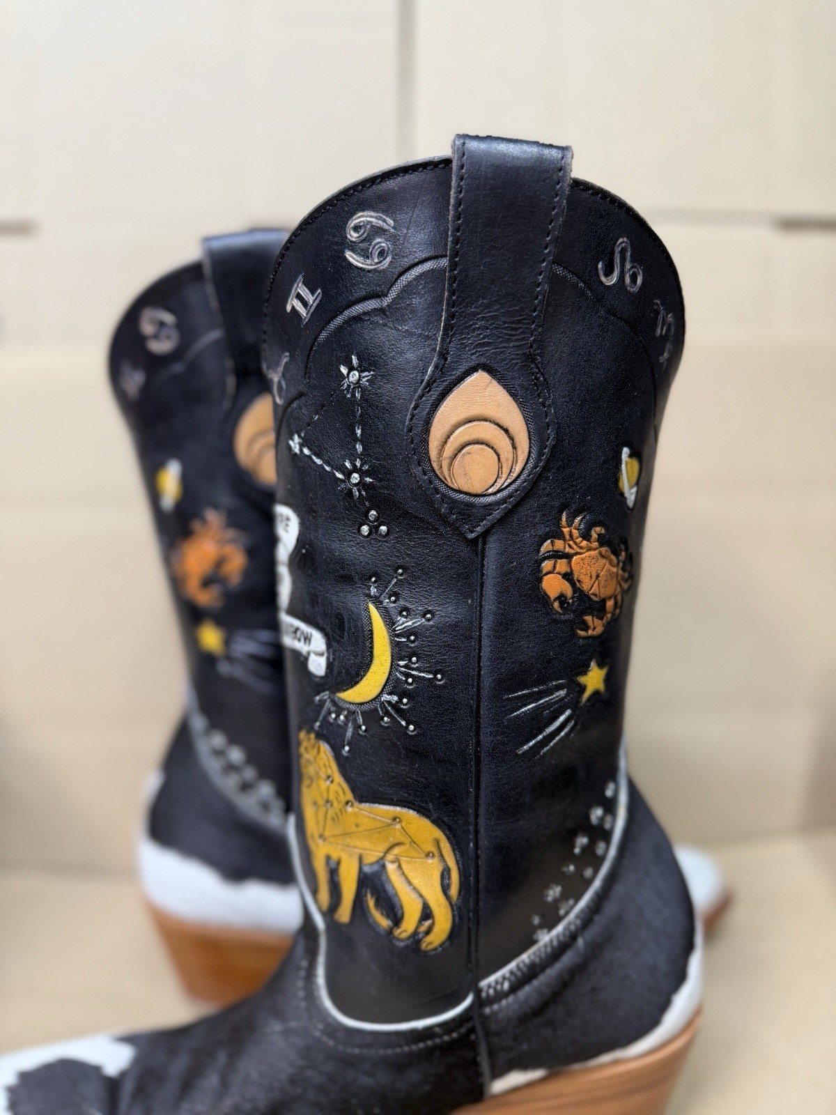 Brother Vellies Doodle Boots – Saturn Zodiac Stars Cowboy 13” Please Read