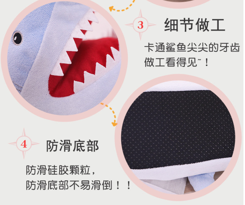 Plush Shark Slippers Soft Cozy And Warmth Slippers Cartoon Cute Couple Slippers