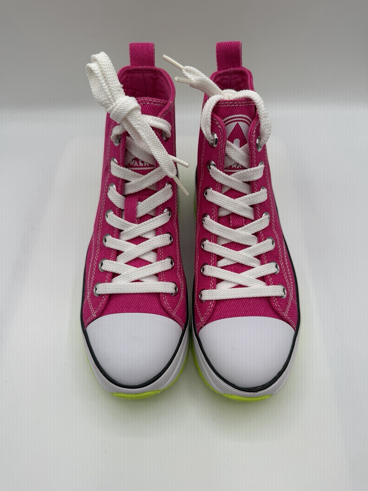 Airwalk Wanollie6 Sneakers, Women’s 6.5 High Top Platform Canvas Pink W/ Neon