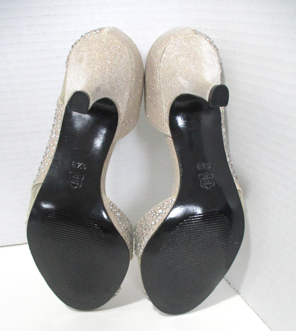 Caparros MacKenzie Open Toe Heels Womens 7 Champagne Sparkle Dress Shoes