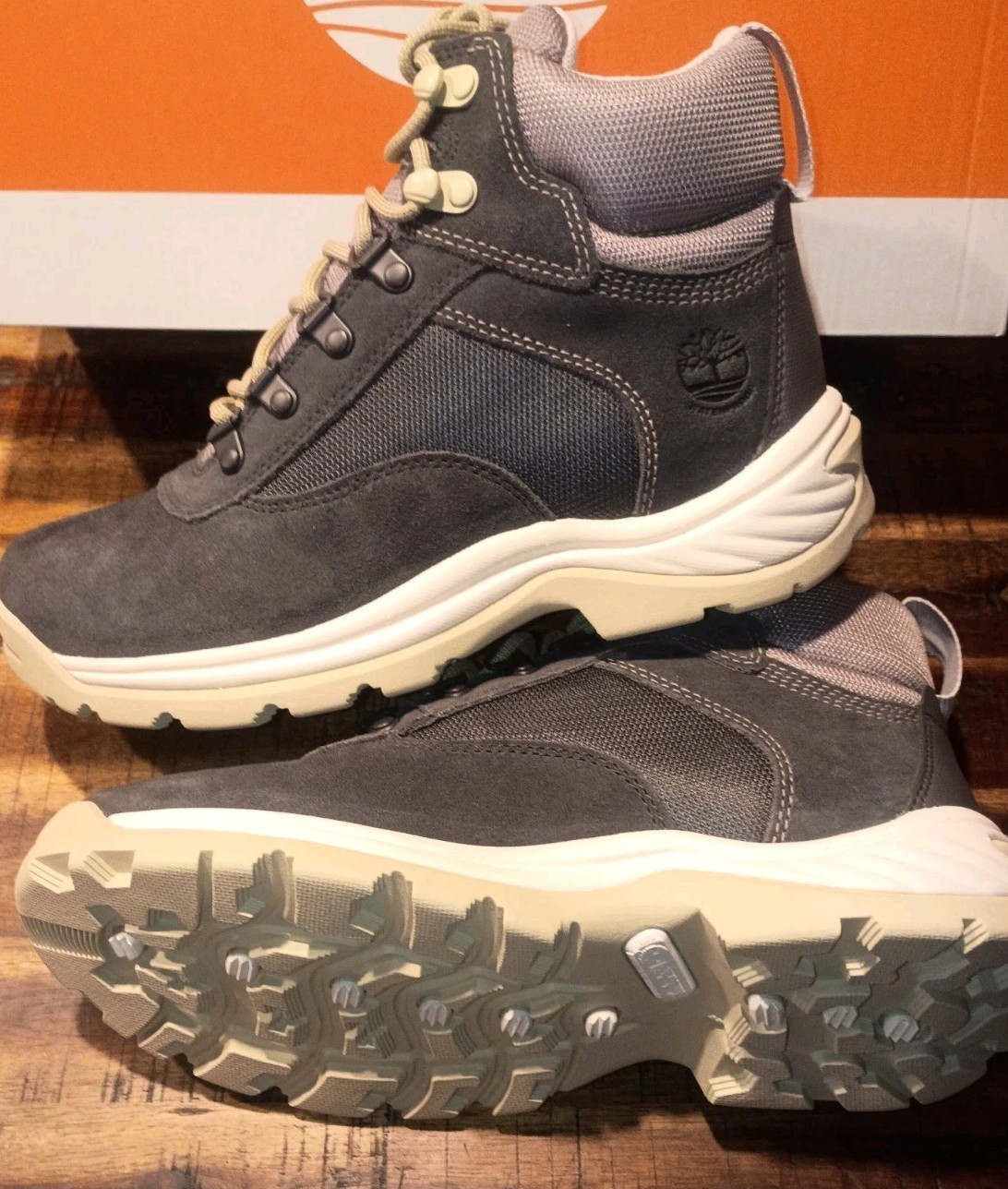 Womens TIMBERLAND WHITE LEDGE WATERPROOF MID Dark Grey Leather HIKER Sz 7.5