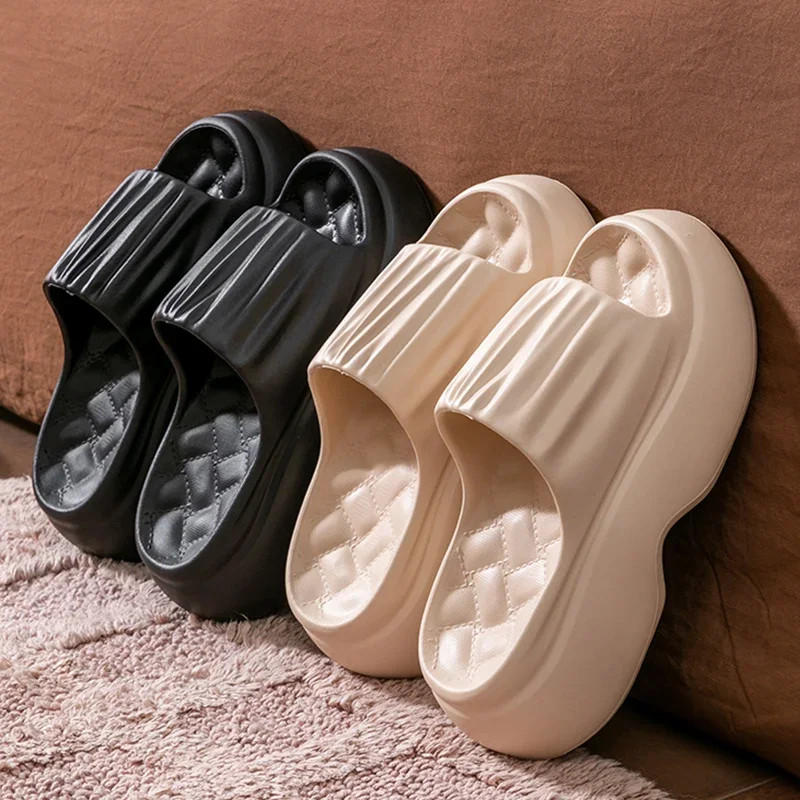7cm High Heels Thick Bottom Slippers Women Summer 2026 Chunky Platform Eva Sole