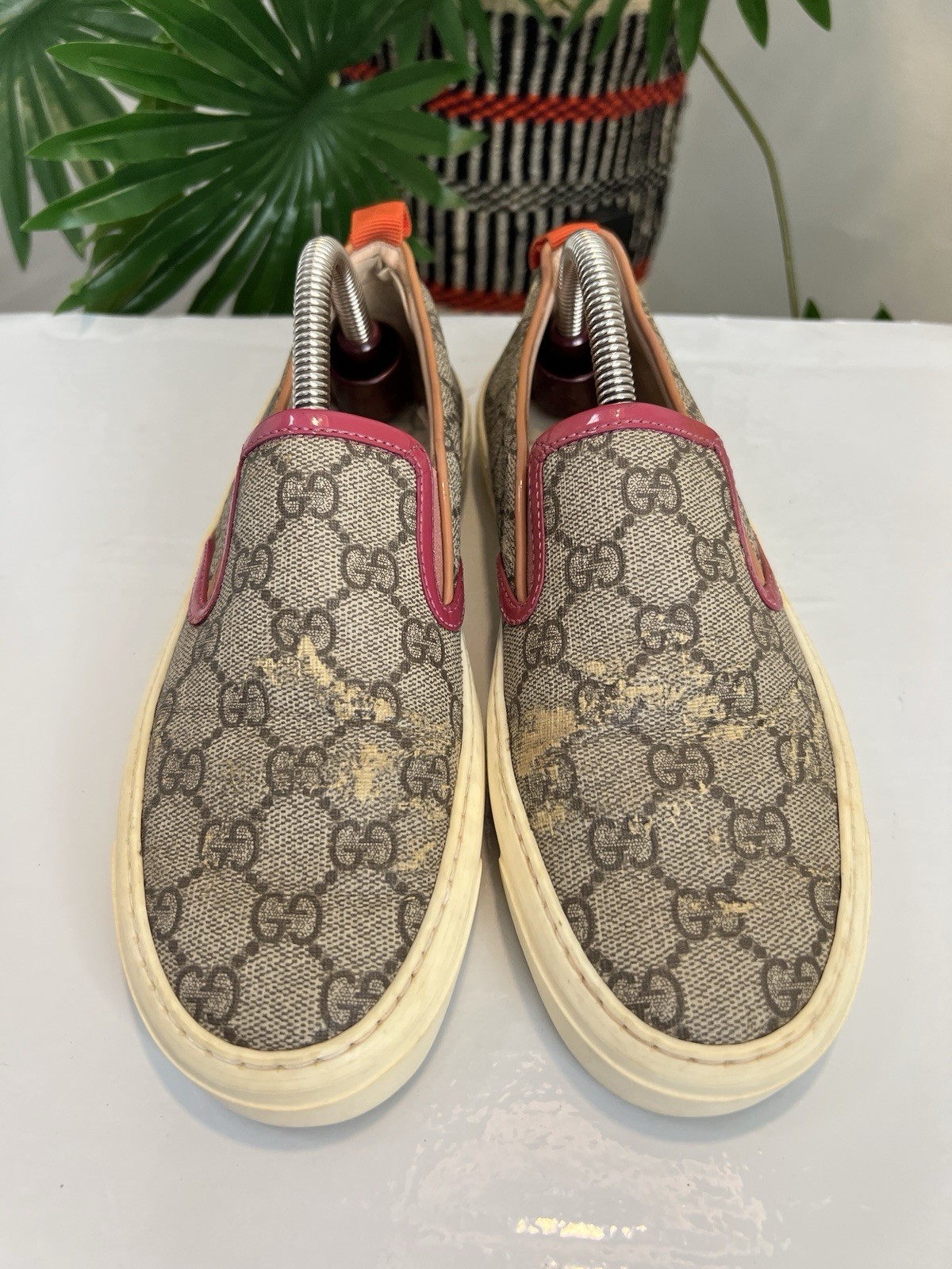 GUCCI GG Supreme Monogram Womens Slip On Sneakers EU 35 || US 4.5