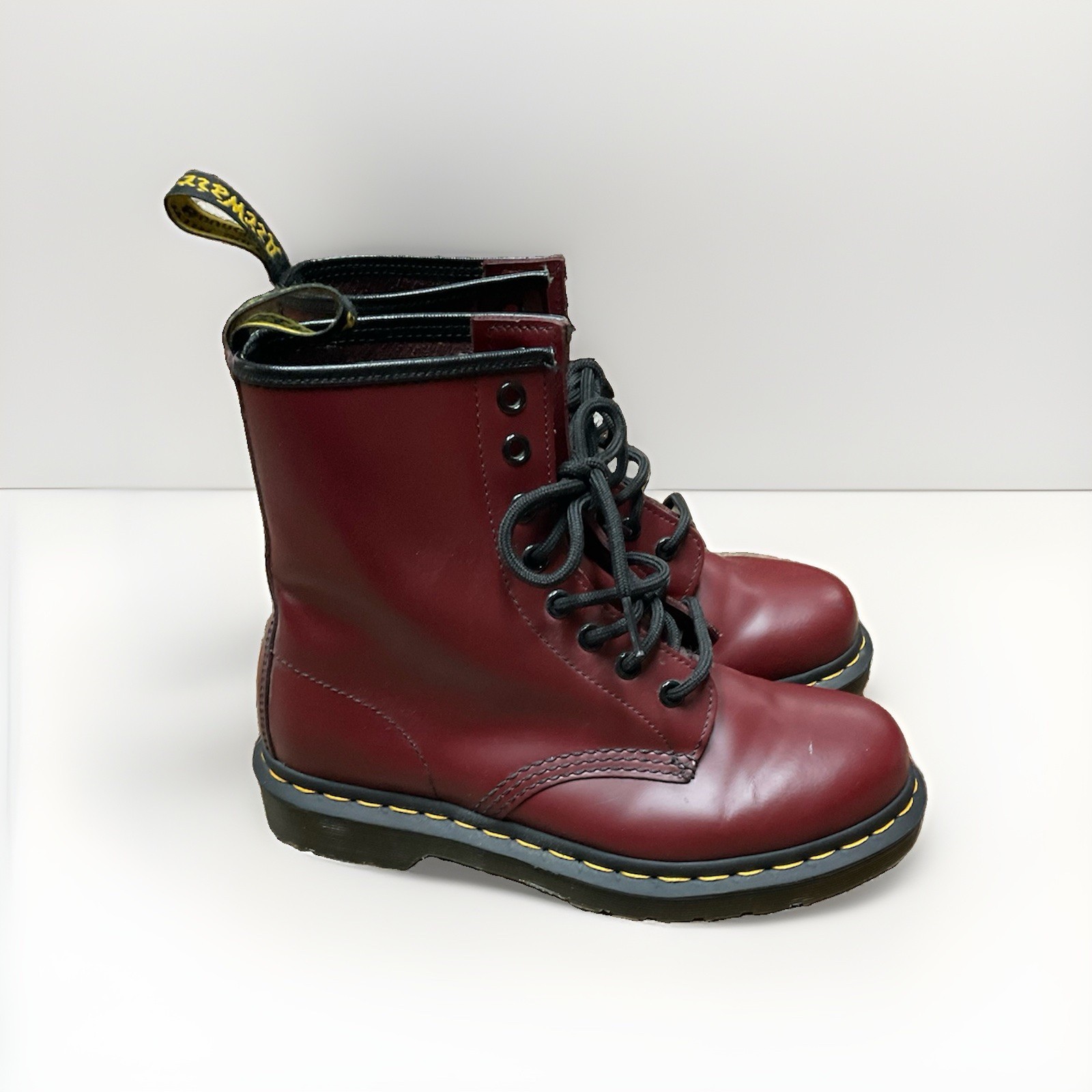 Dr. Martens Burgundy Leather Lace-Up Ankle Combat Boots Round Toe US 5 UK 4