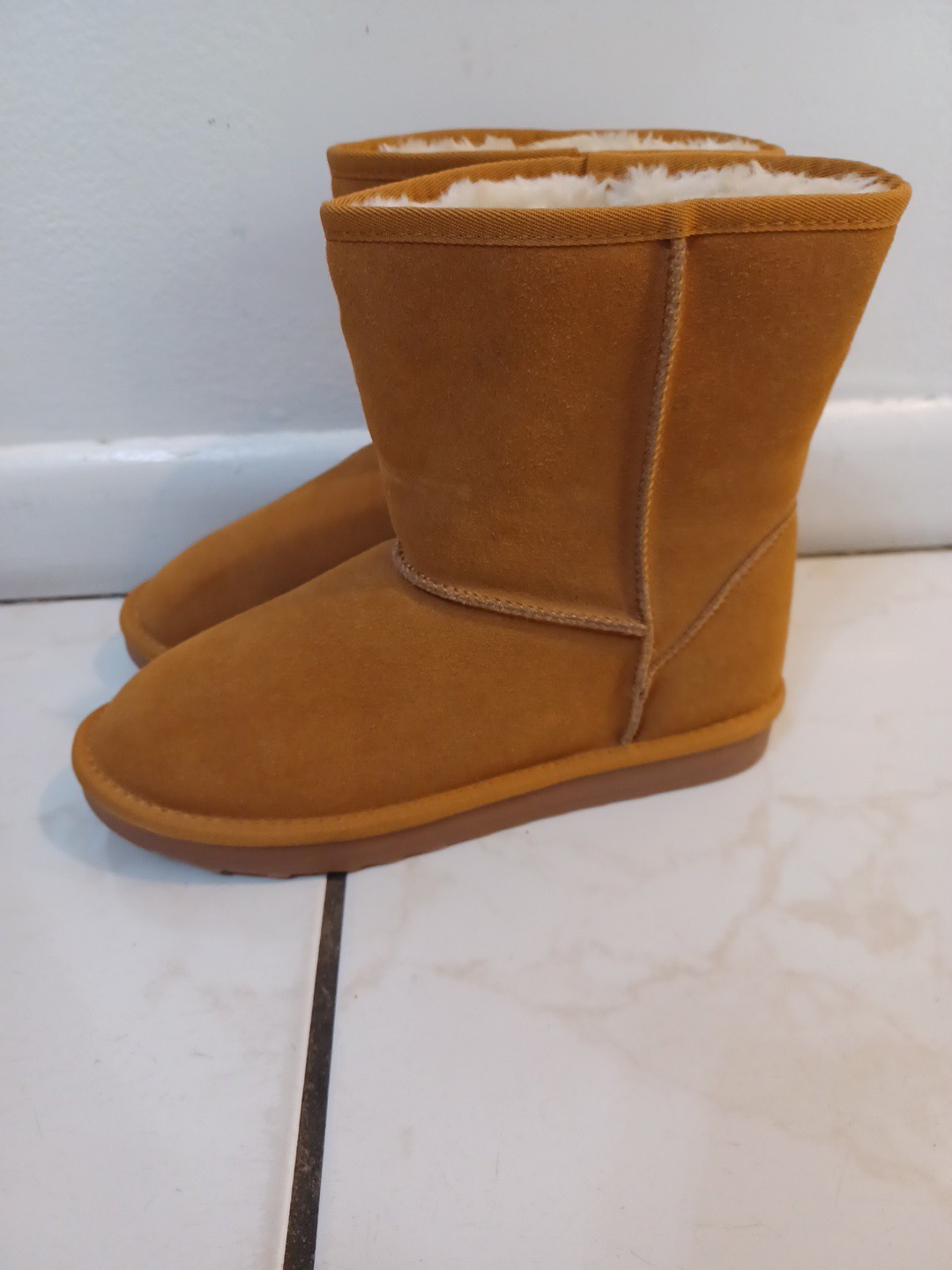 Vepose Women’s Fur Lined Suede Snow Boots Warm Leather Size 11