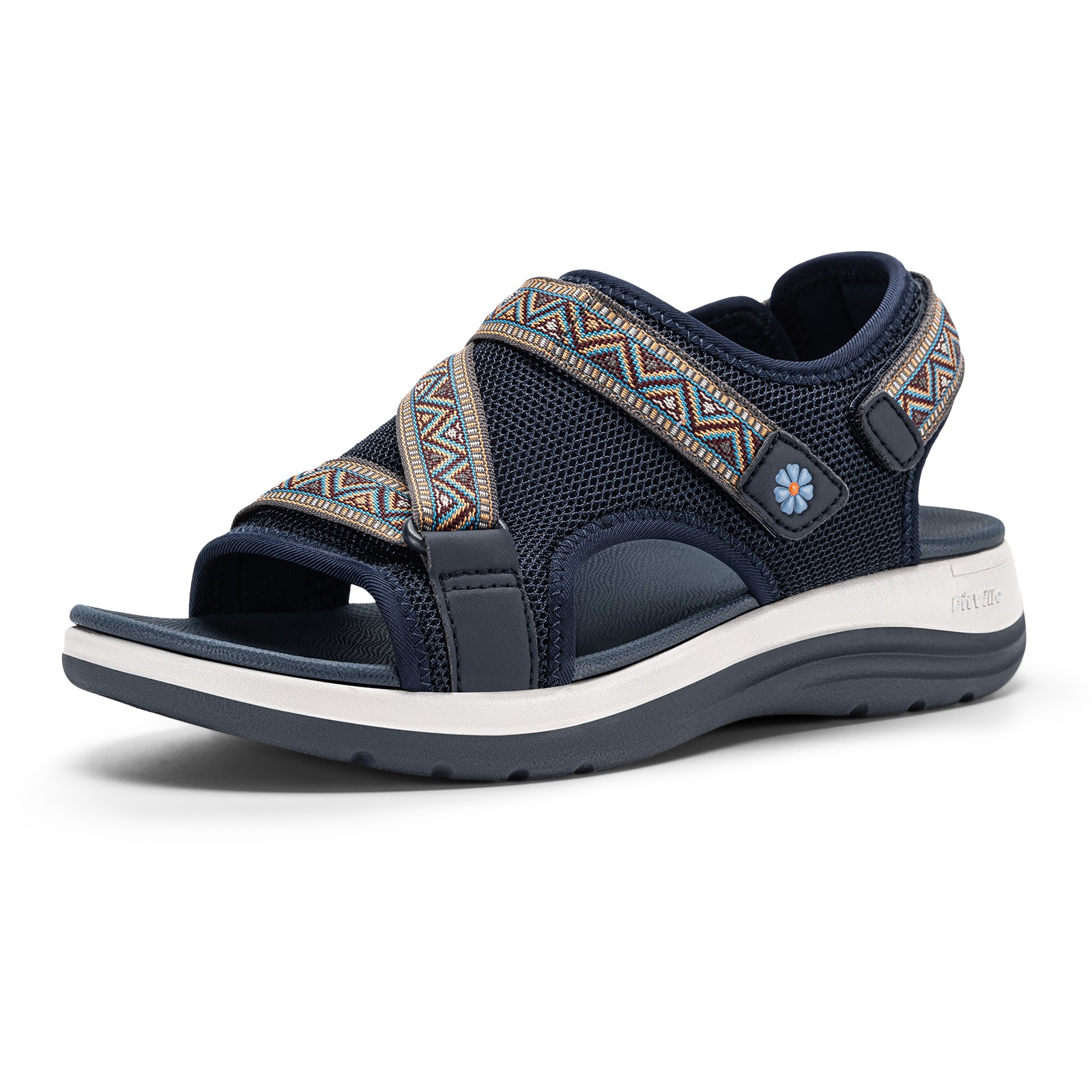 FitVille Womens Open Toe Flat Sandals Adjustable Back Strap Orthopedic Sandal