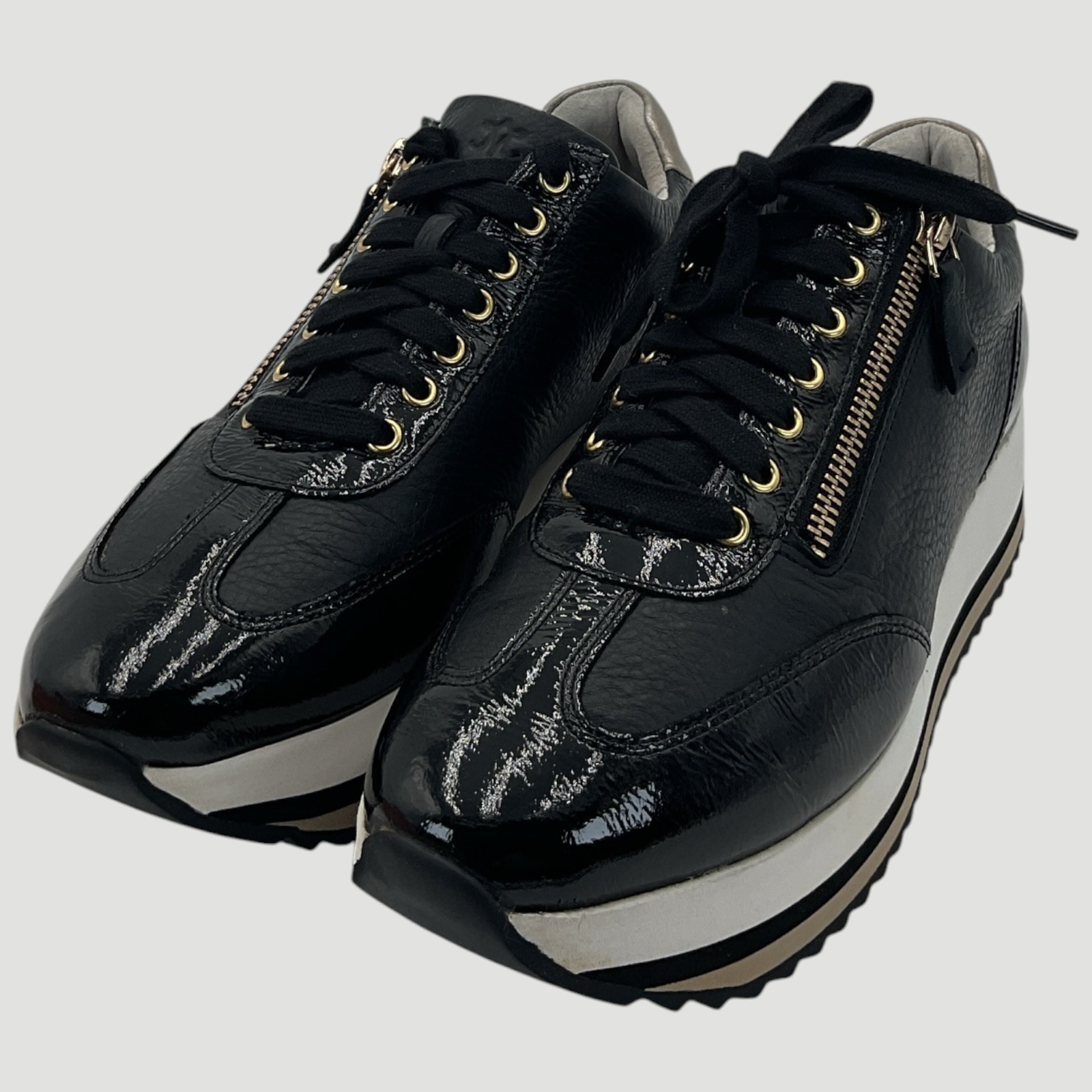 Johnston & Murphy Gracie Side-Zip Lace up Women’s Size 7.5 Black Leather Shoes