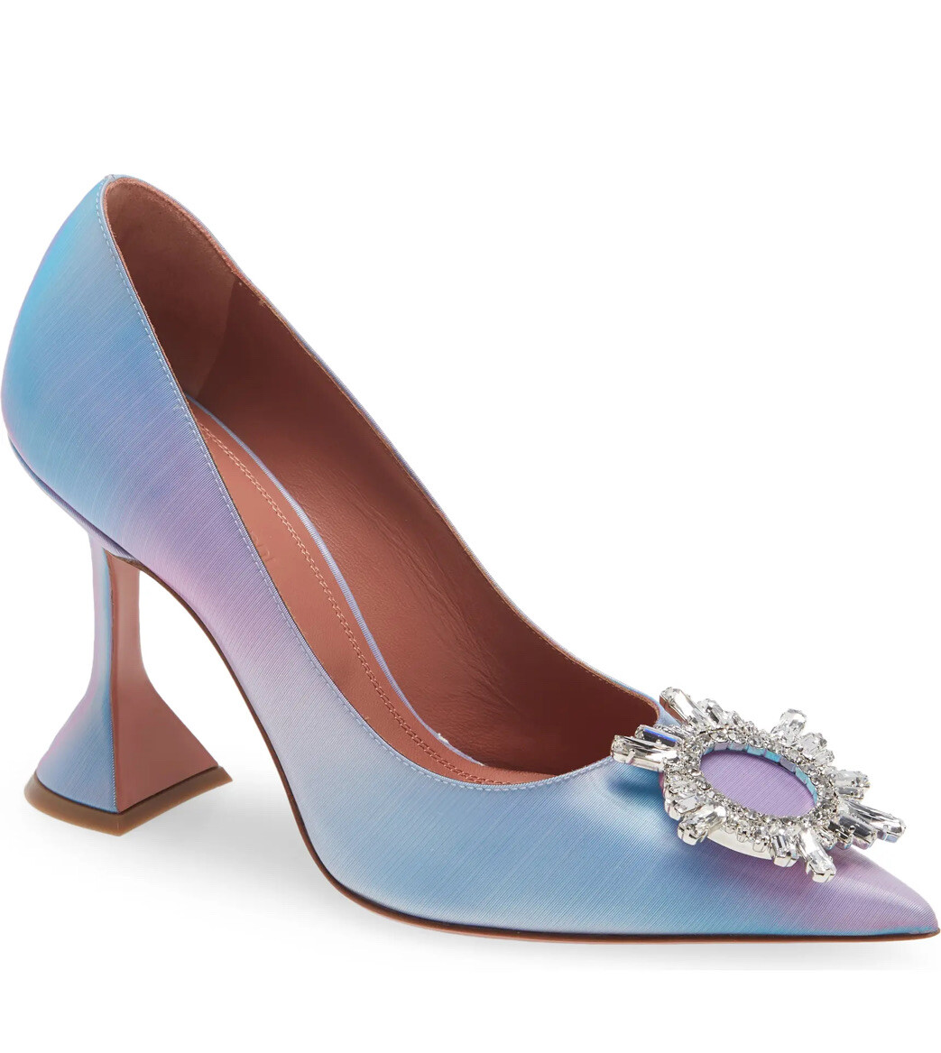 AMINA MUADDI Begum Brooch Pointed Toe Pumps Shadow Fairytale 39 / 9 US SOLD OUT